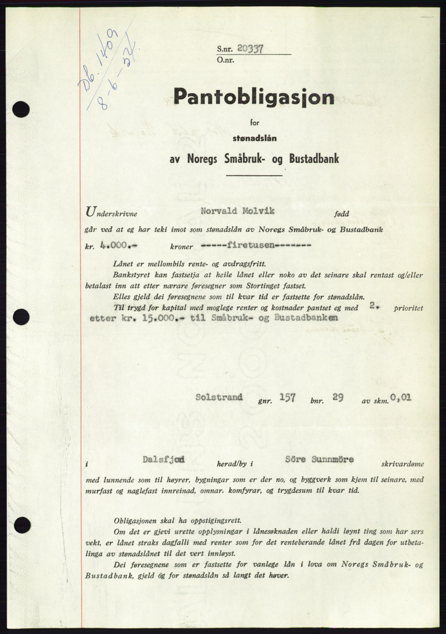 Søre Sunnmøre sorenskriveri, SAT/A-4122/1/2/2C/L0125: Pantebok nr. 13B, 1954-1954, Dagboknr: 1409/1954