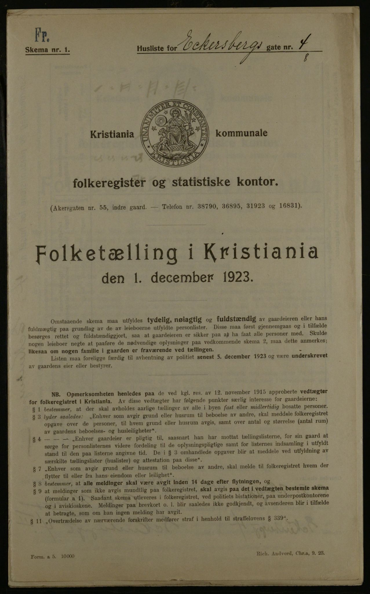 OBA, Kommunal folketelling 1.12.1923 for Kristiania, 1923, s. 20295