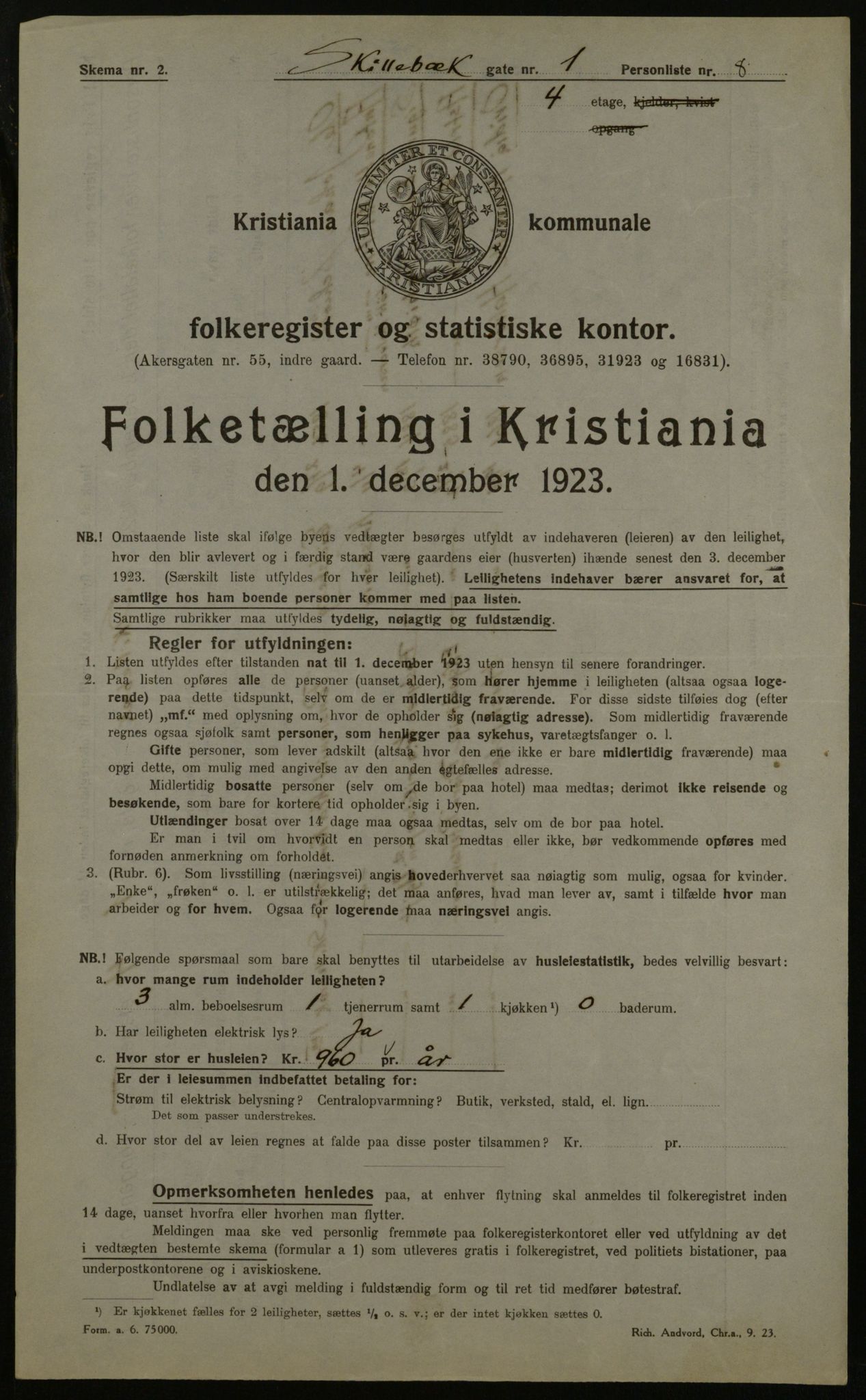 OBA, Kommunal folketelling 1.12.1923 for Kristiania, 1923, s. 105747