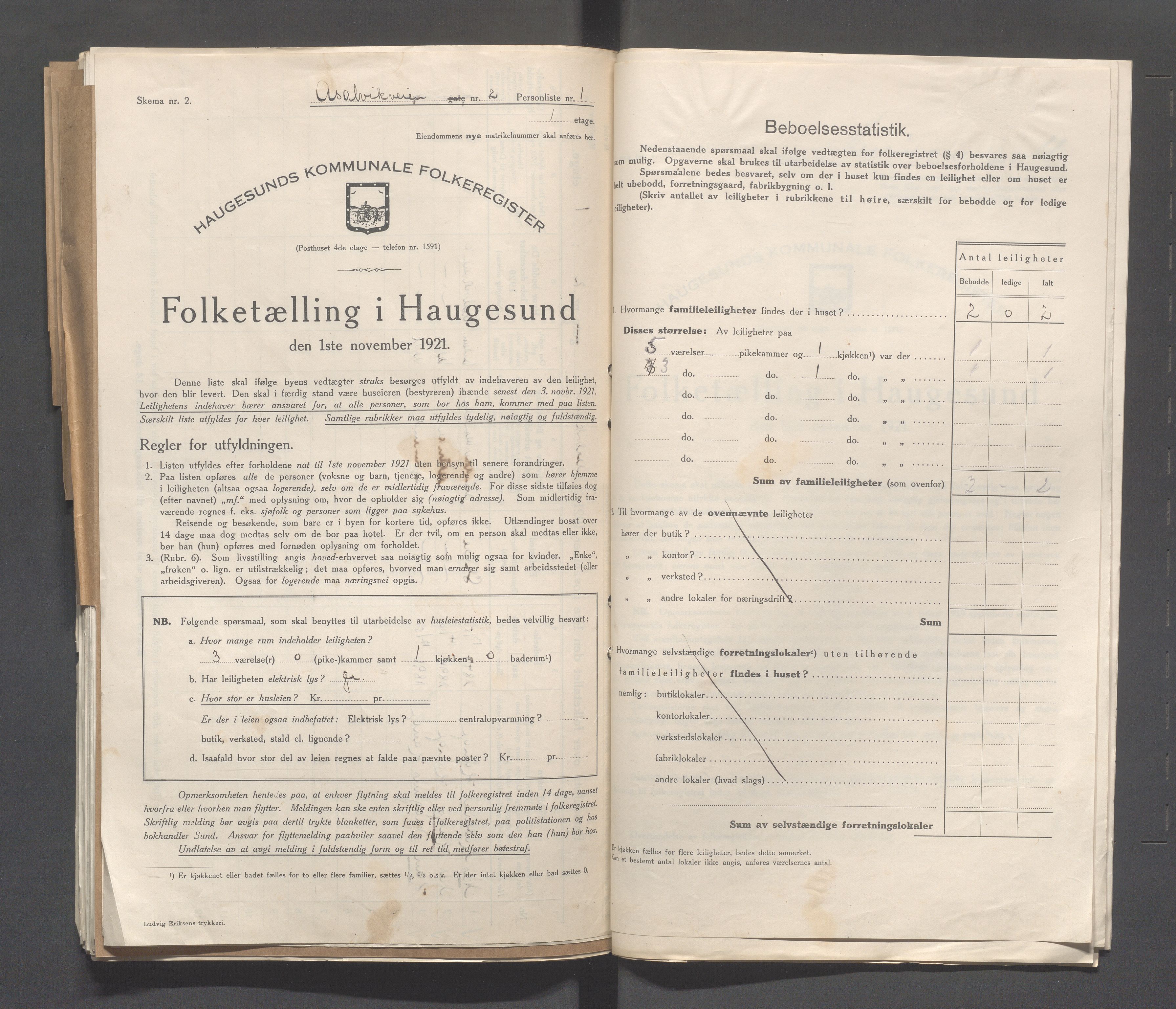 IKAR, Kommunal folketelling 1.11.1921 for Haugesund, 1921, s. 80