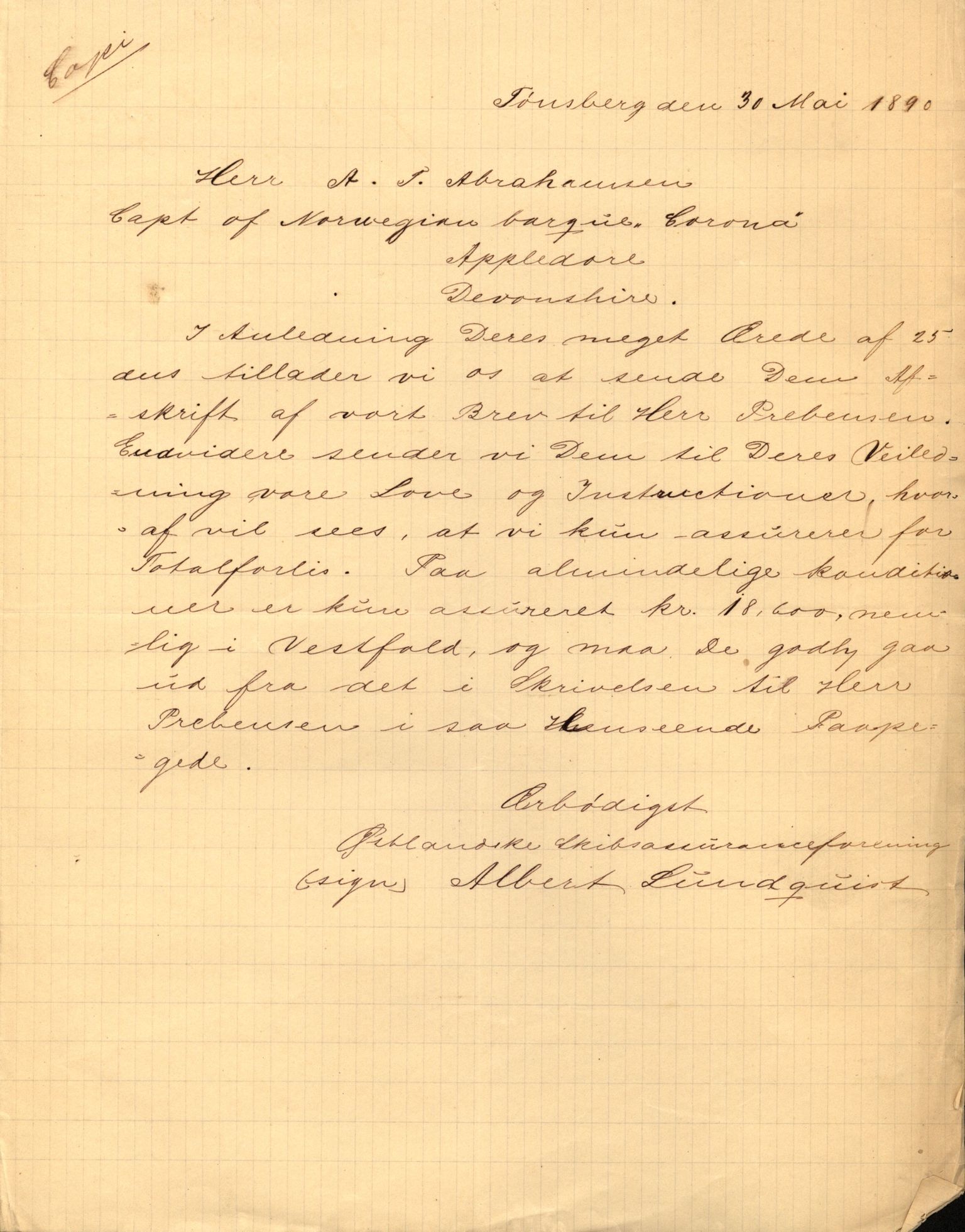 Pa 63 - Østlandske skibsassuranceforening, VEMU/A-1079/G/Ga/L0025/0003: Havaridokumenter / Josephine, Carl, Johanna, Castro, Comorin, Corona, 1890, s. 129