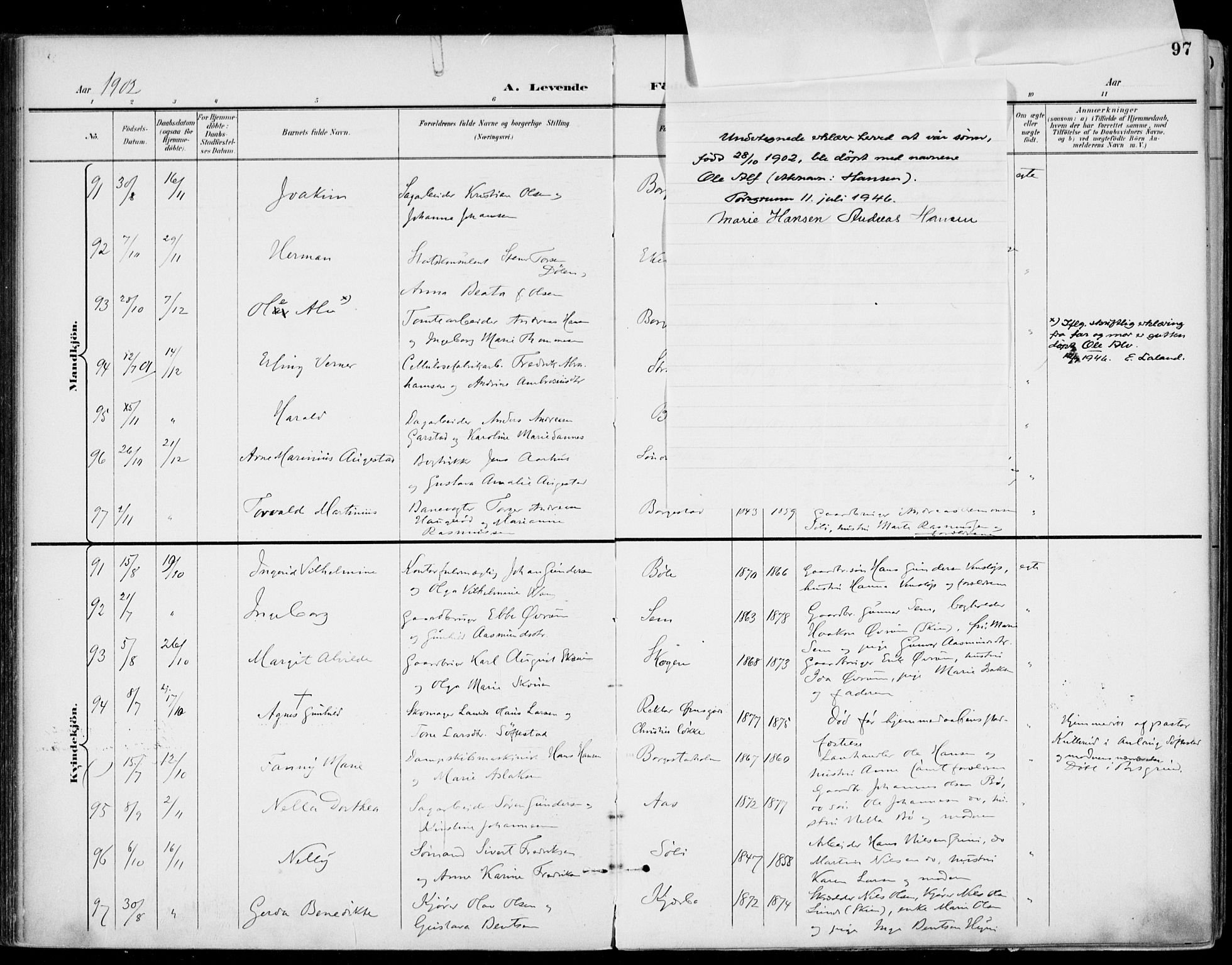 Gjerpen kirkebøker, AV/SAKO-A-265/F/Fa/L0011: Ministerialbok nr. I 11, 1896-1904, s. 97