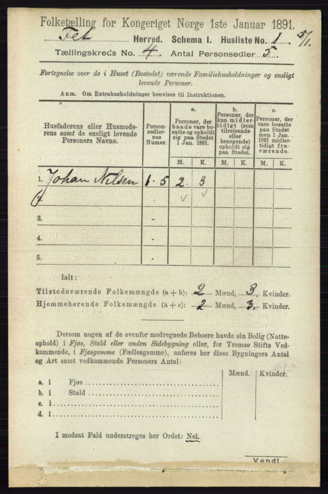 RA, Folketelling 1891 for 0227 Fet herred, 1891, s. 1227