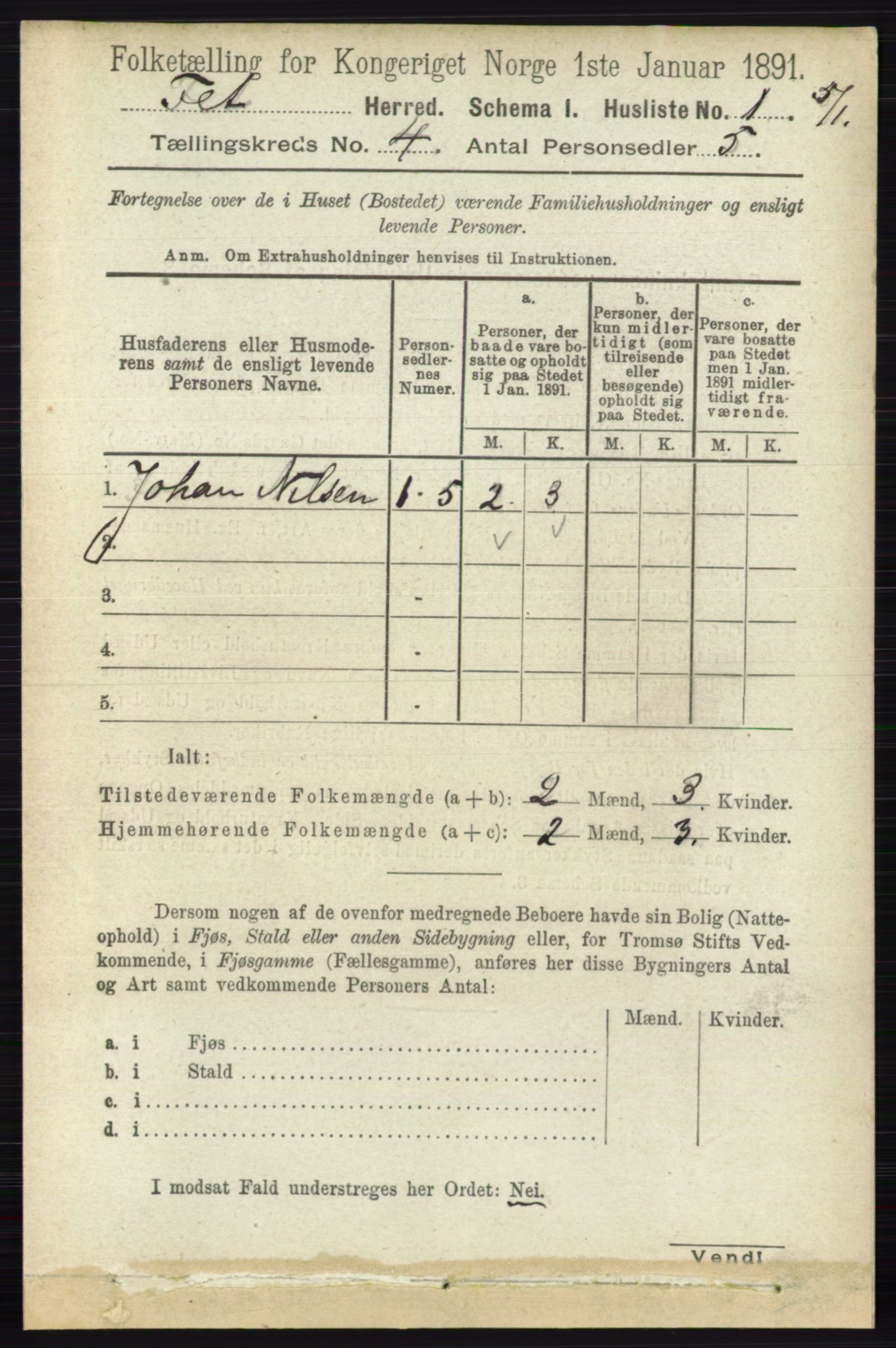 RA, Folketelling 1891 for 0227 Fet herred, 1891, s. 1227