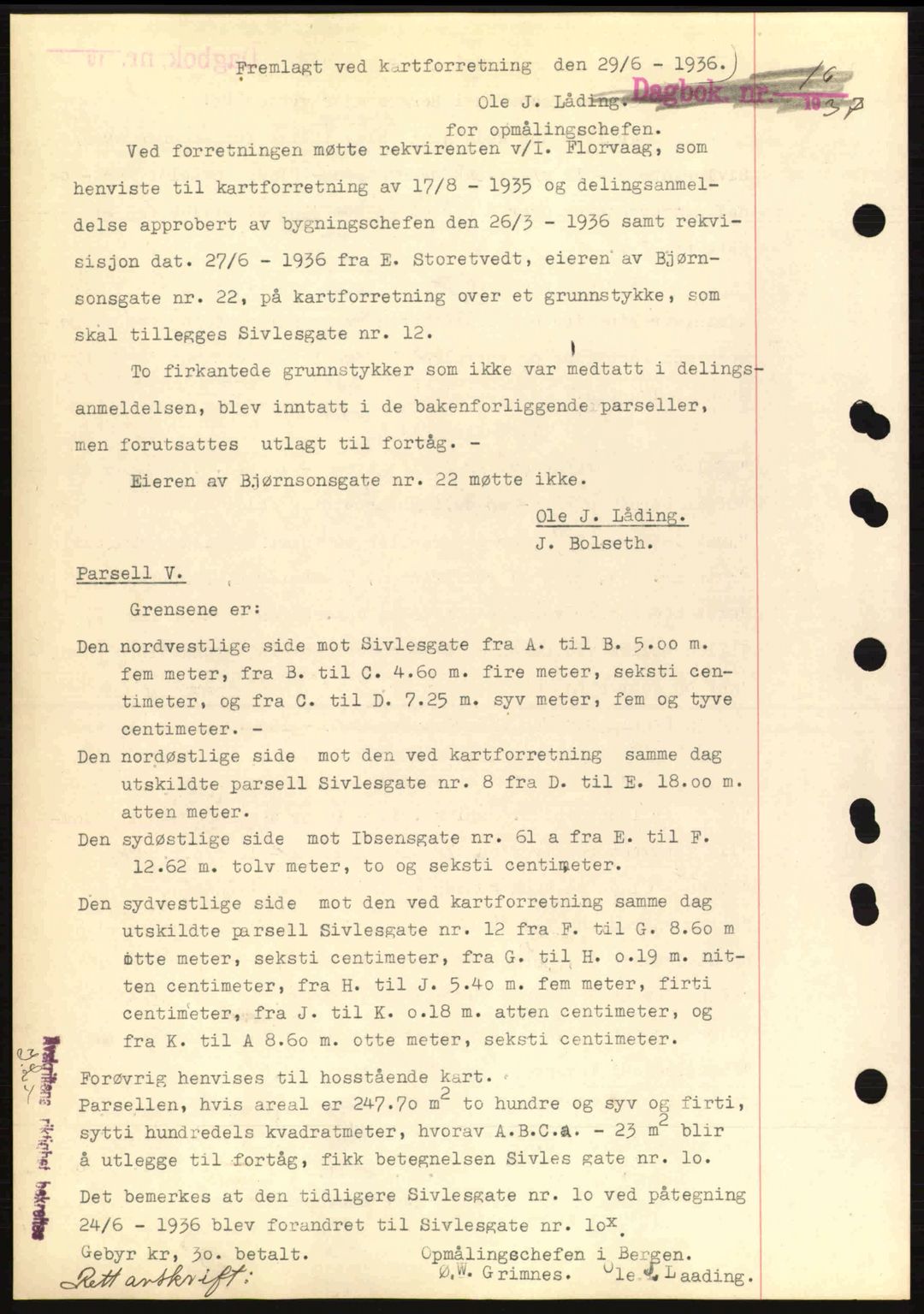 Byfogd og Byskriver i Bergen, SAB/A-3401/03/03Bc/L0004: Pantebok nr. A3-4, 1936-1937, Dagboknr: 16/1937