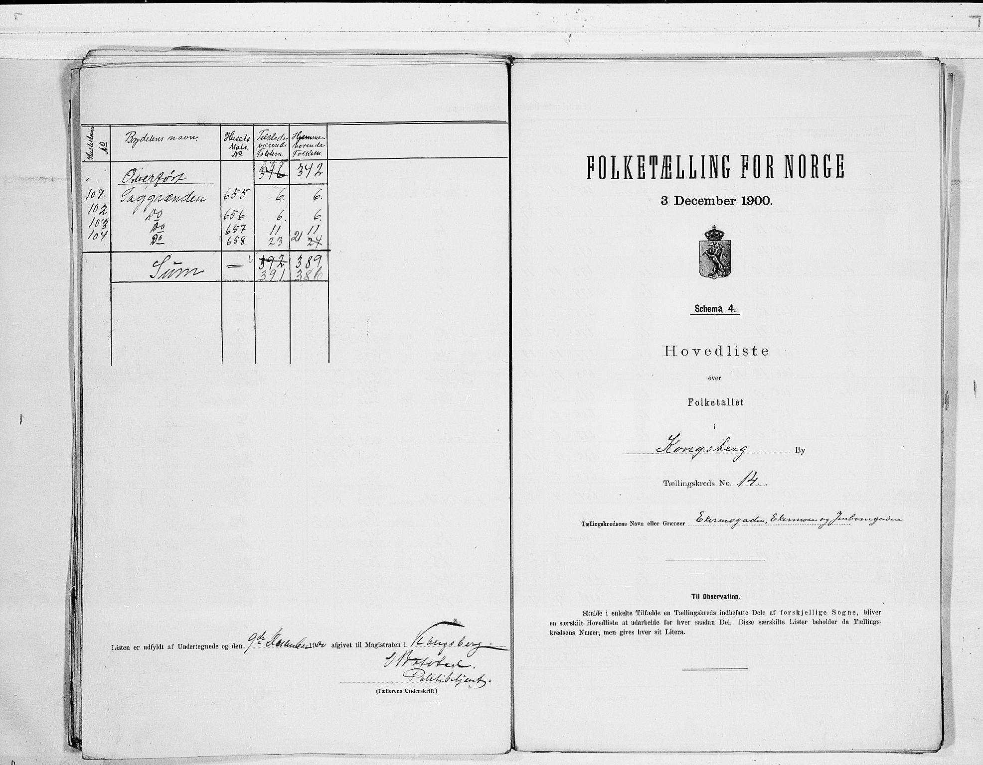 RA, Folketelling 1900 for 0604 Kongsberg kjøpstad, 1900, s. 30