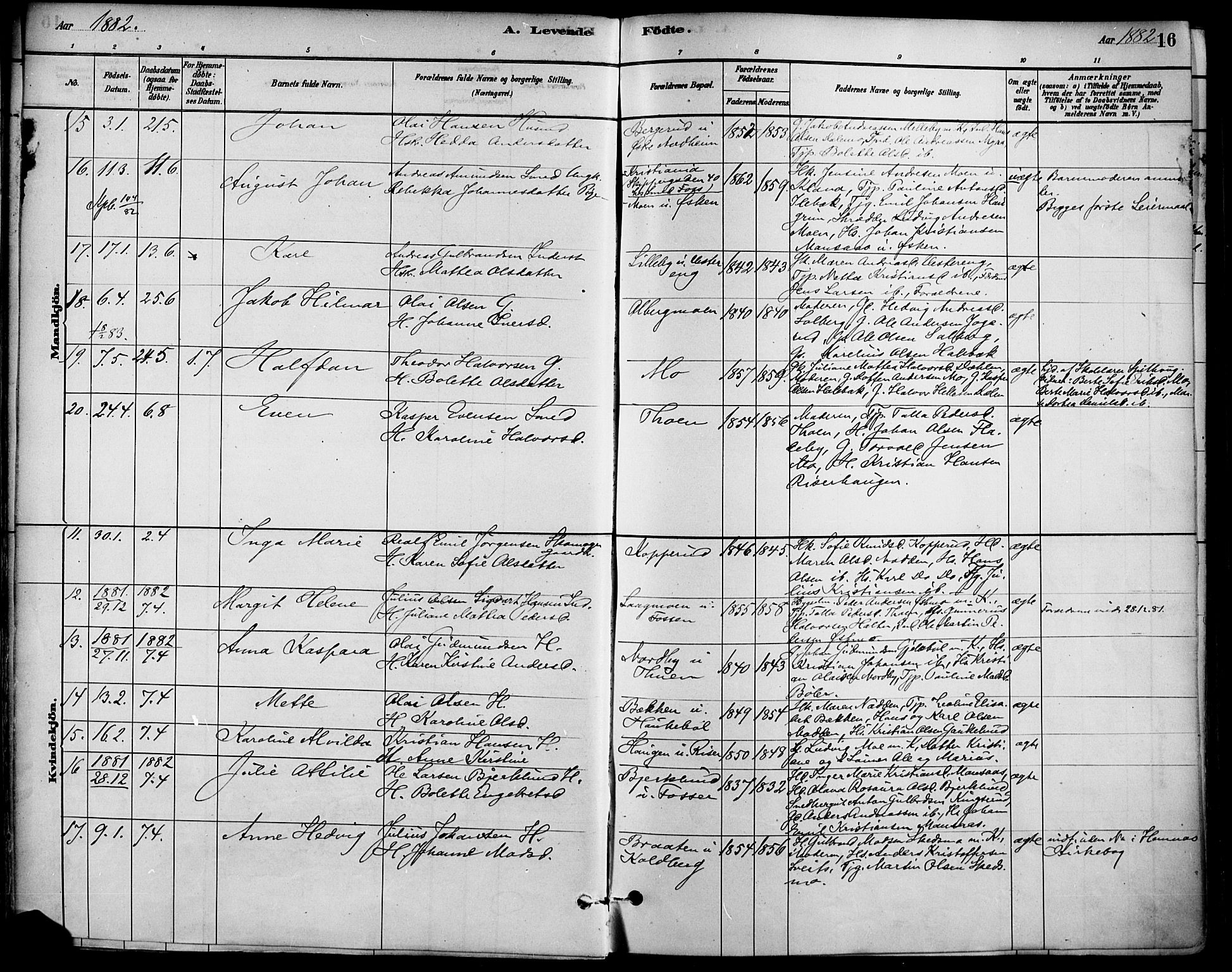 Høland prestekontor Kirkebøker, AV/SAO-A-10346a/F/Fa/L0013: Ministerialbok nr. I 13, 1880-1897, s. 16