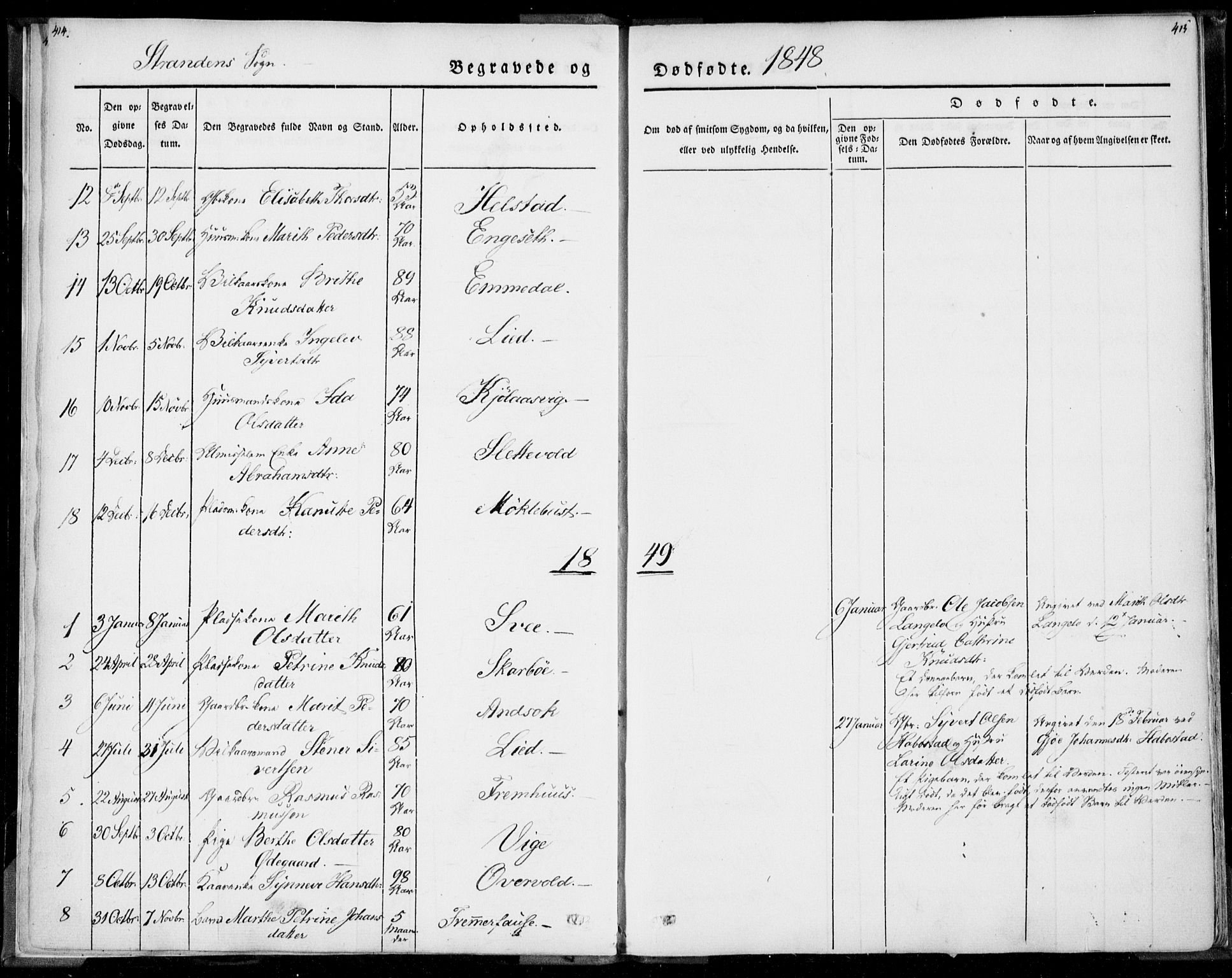 Ministerialprotokoller, klokkerbøker og fødselsregistre - Møre og Romsdal, AV/SAT-A-1454/520/L0277: Ministerialbok nr. 520A07, 1843-1861, s. 414-415