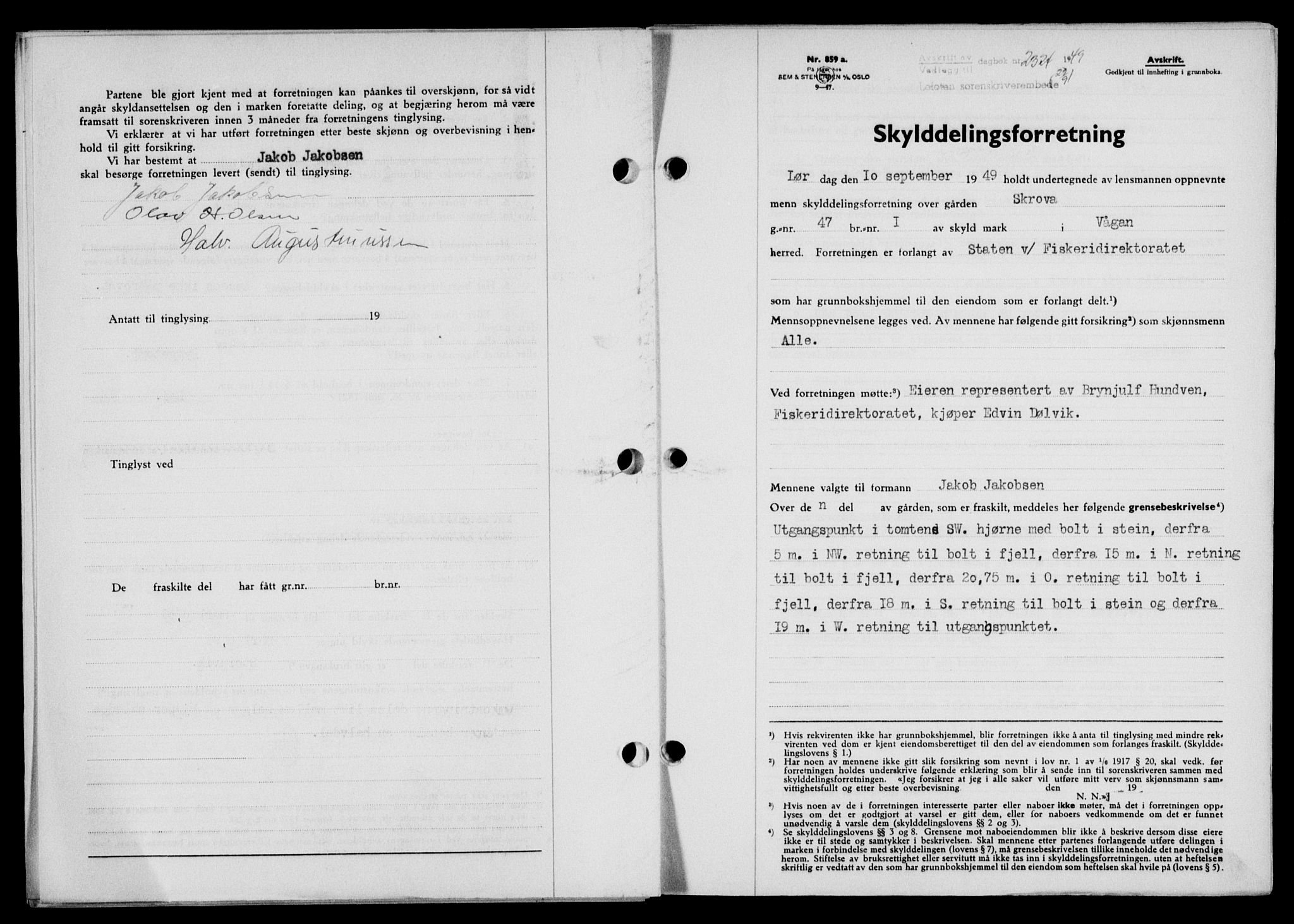 Lofoten sorenskriveri, SAT/A-0017/1/2/2C/L0021a: Pantebok nr. 21a, 1949-1949, Dagboknr: 2324/1949