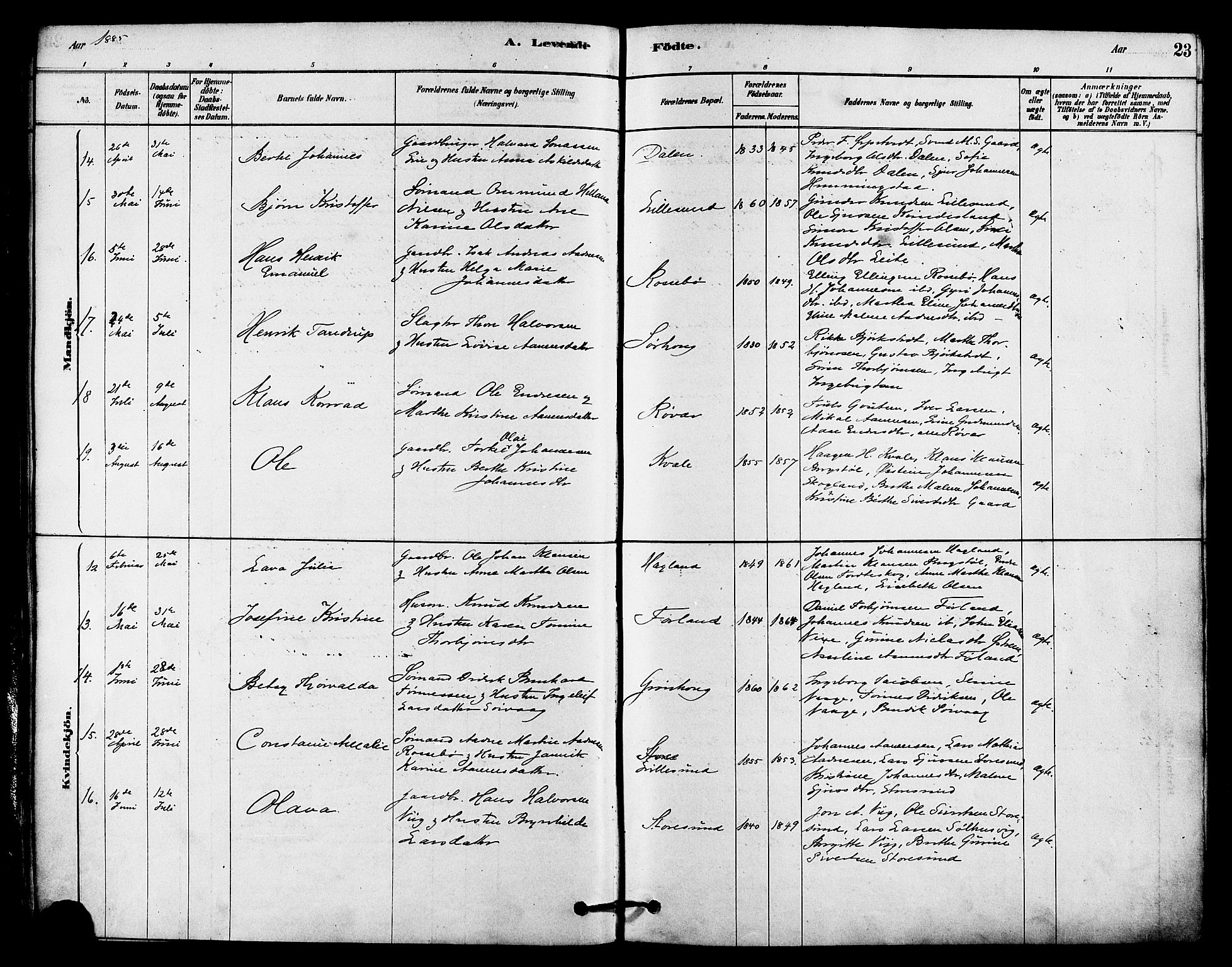 Haugesund sokneprestkontor, AV/SAST-A -101863/H/Ha/Haa/L0002: Ministerialbok nr. A 2, 1878-1886, s. 23