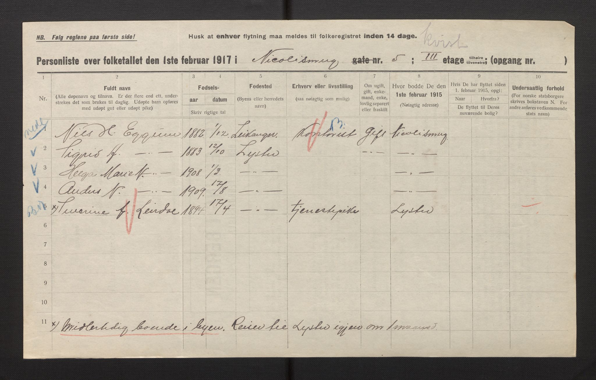 SAB, Kommunal folketelling 1917 for Bergen kjøpstad, 1917, s. 25592