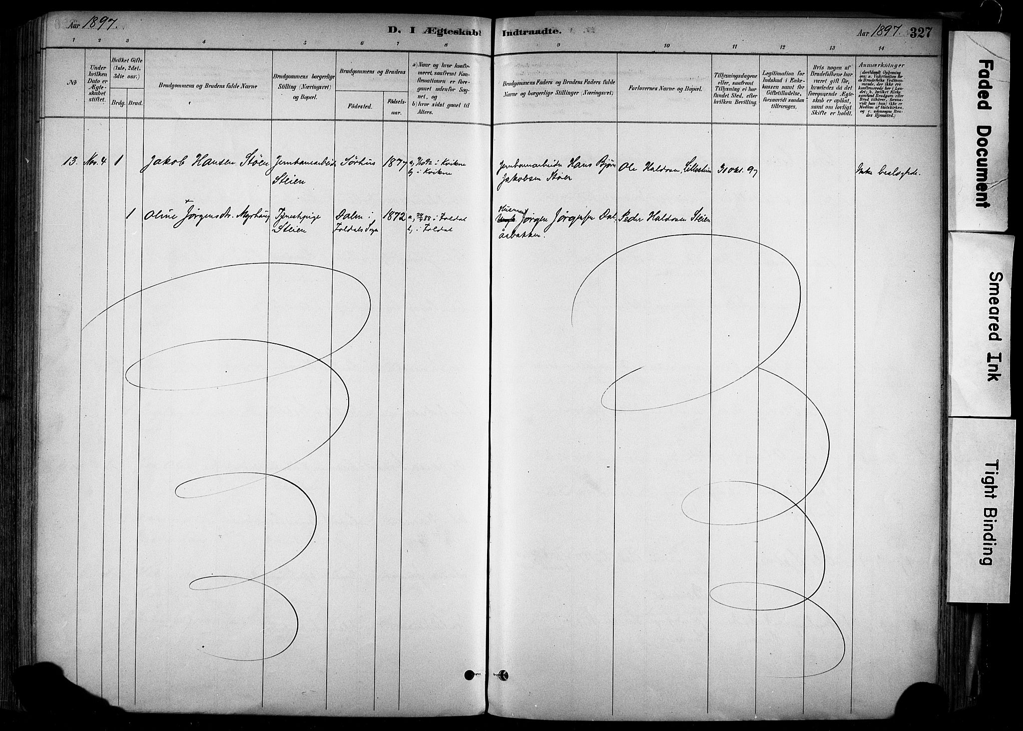 Alvdal prestekontor, SAH/PREST-060/H/Ha/Haa/L0002: Ministerialbok nr. 2, 1883-1906, s. 327