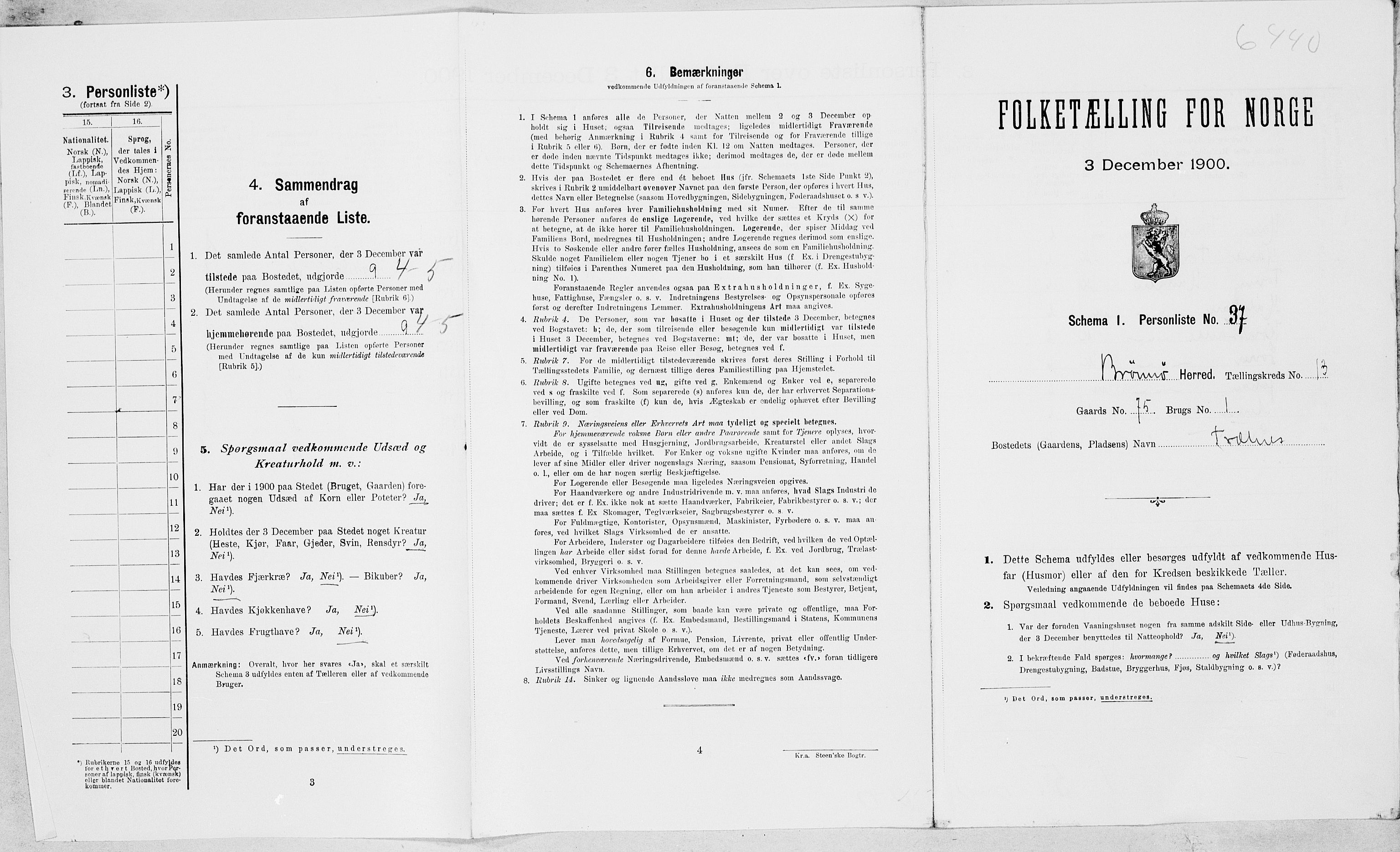 SAT, Folketelling 1900 for 1814 Brønnøy herred, 1900, s. 1664