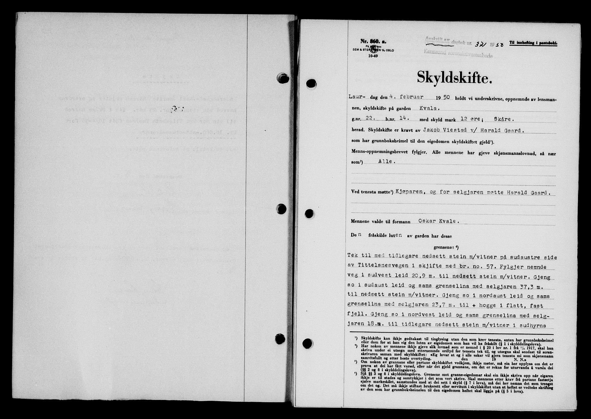 Karmsund sorenskriveri, SAST/A-100311/01/II/IIB/L0099: Pantebok nr. 79A, 1950-1950, Dagboknr: 371/1950
