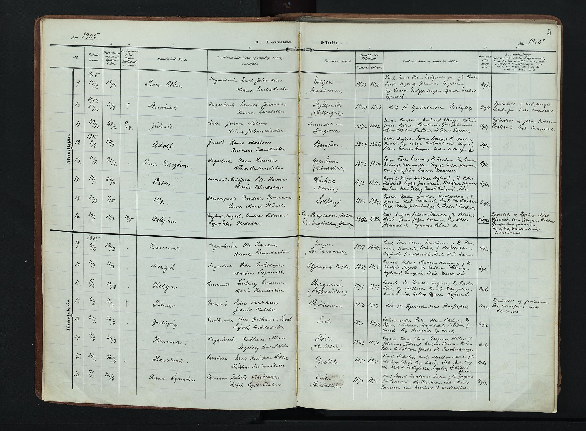 Søndre Land prestekontor, SAH/PREST-122/K/L0007: Ministerialbok nr. 7, 1905-1914, s. 5