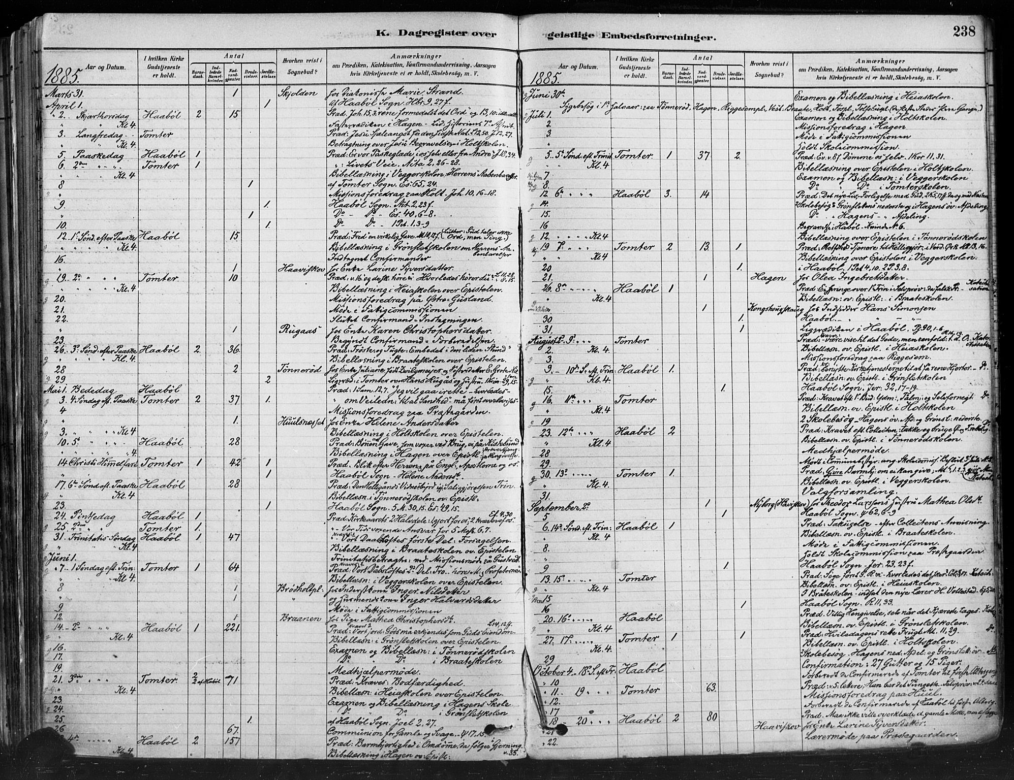 Hobøl prestekontor Kirkebøker, AV/SAO-A-2002/F/Fa/L0005: Ministerialbok nr. I 5, 1878-1904, s. 238