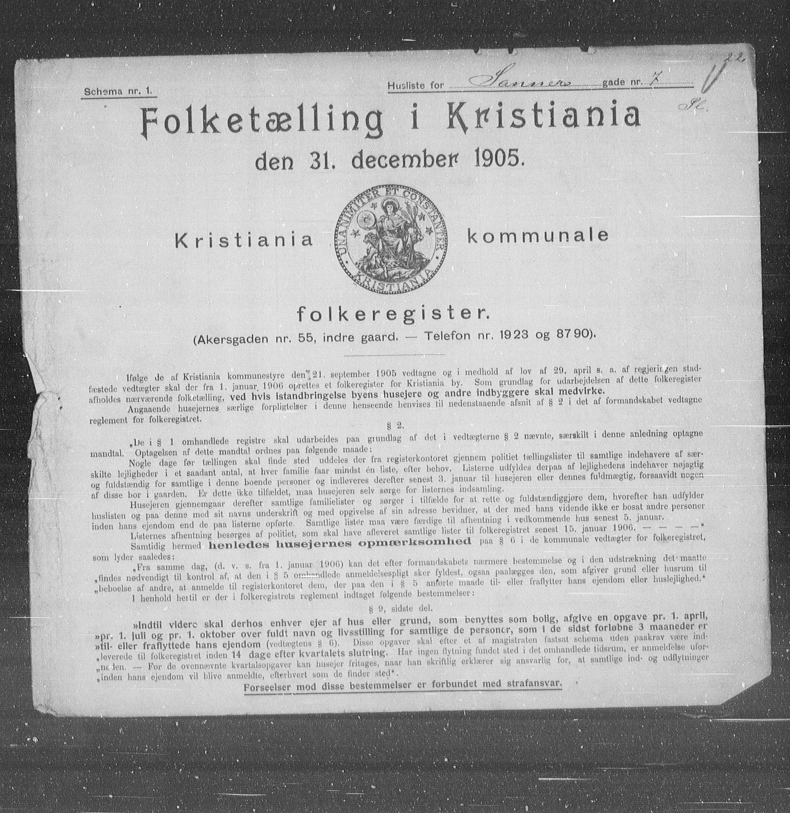 OBA, Kommunal folketelling 31.12.1905 for Kristiania kjøpstad, 1905, s. 46019