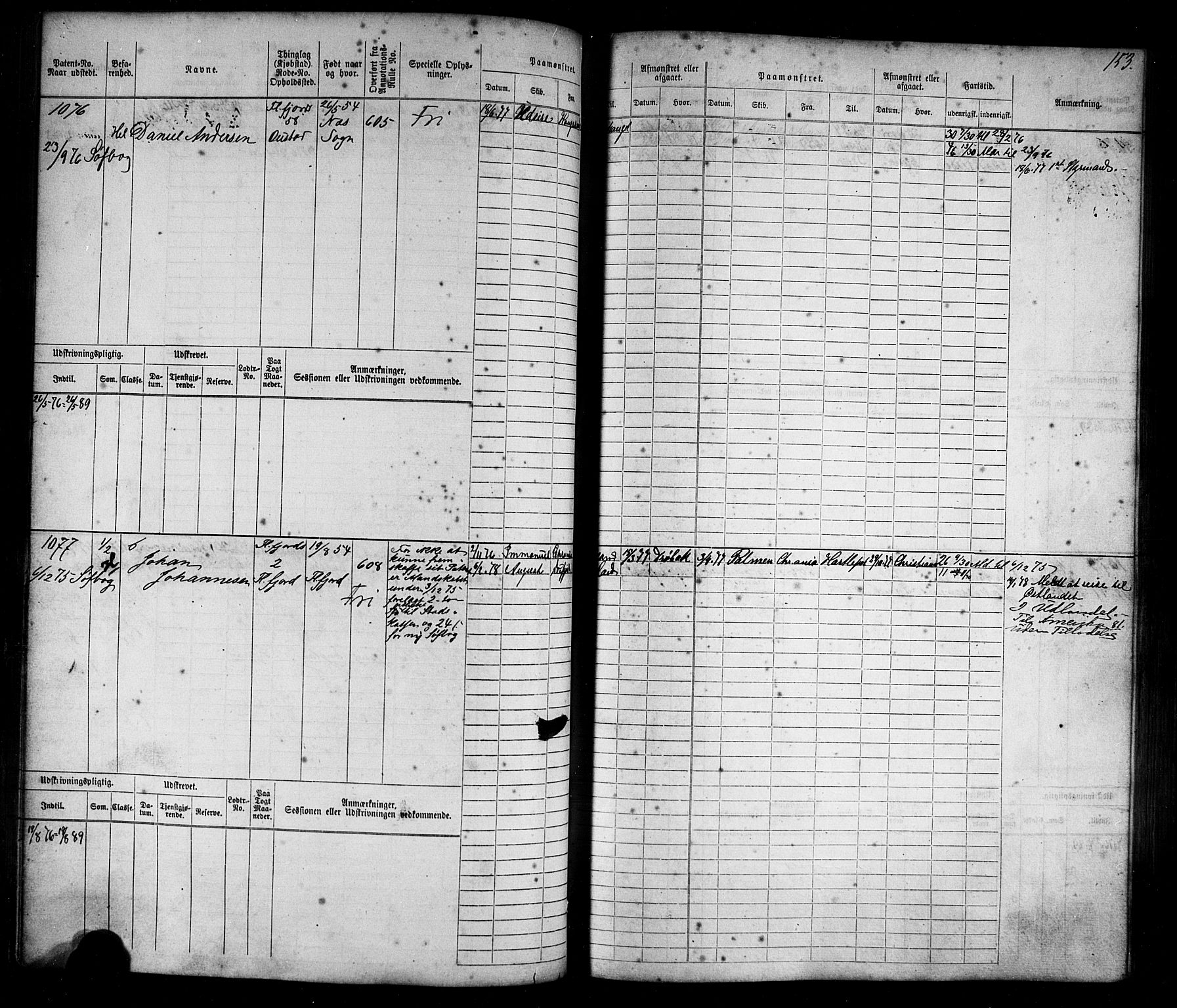 Flekkefjord mønstringskrets, AV/SAK-2031-0018/F/Fb/L0009: Hovedrulle nr 771-1533, Æ-6, 1868-1900, s. 156