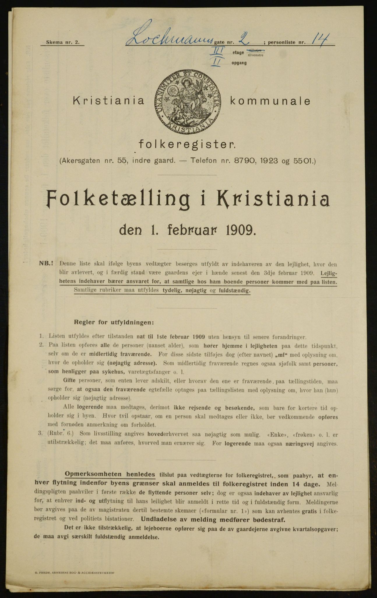 OBA, Kommunal folketelling 1.2.1909 for Kristiania kjøpstad, 1909, s. 74145