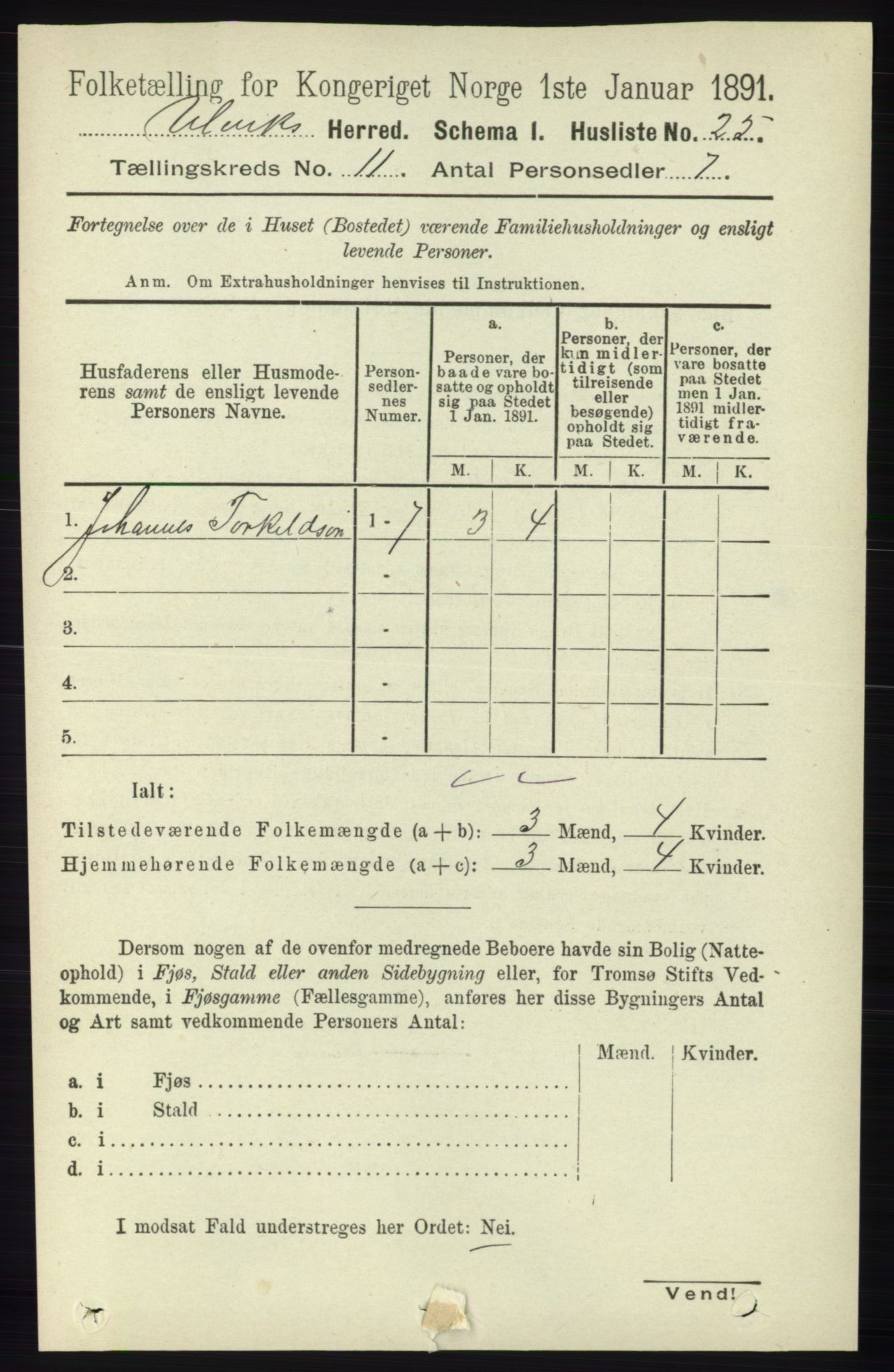 RA, Folketelling 1891 for 1233 Ulvik herred, 1891, s. 3464