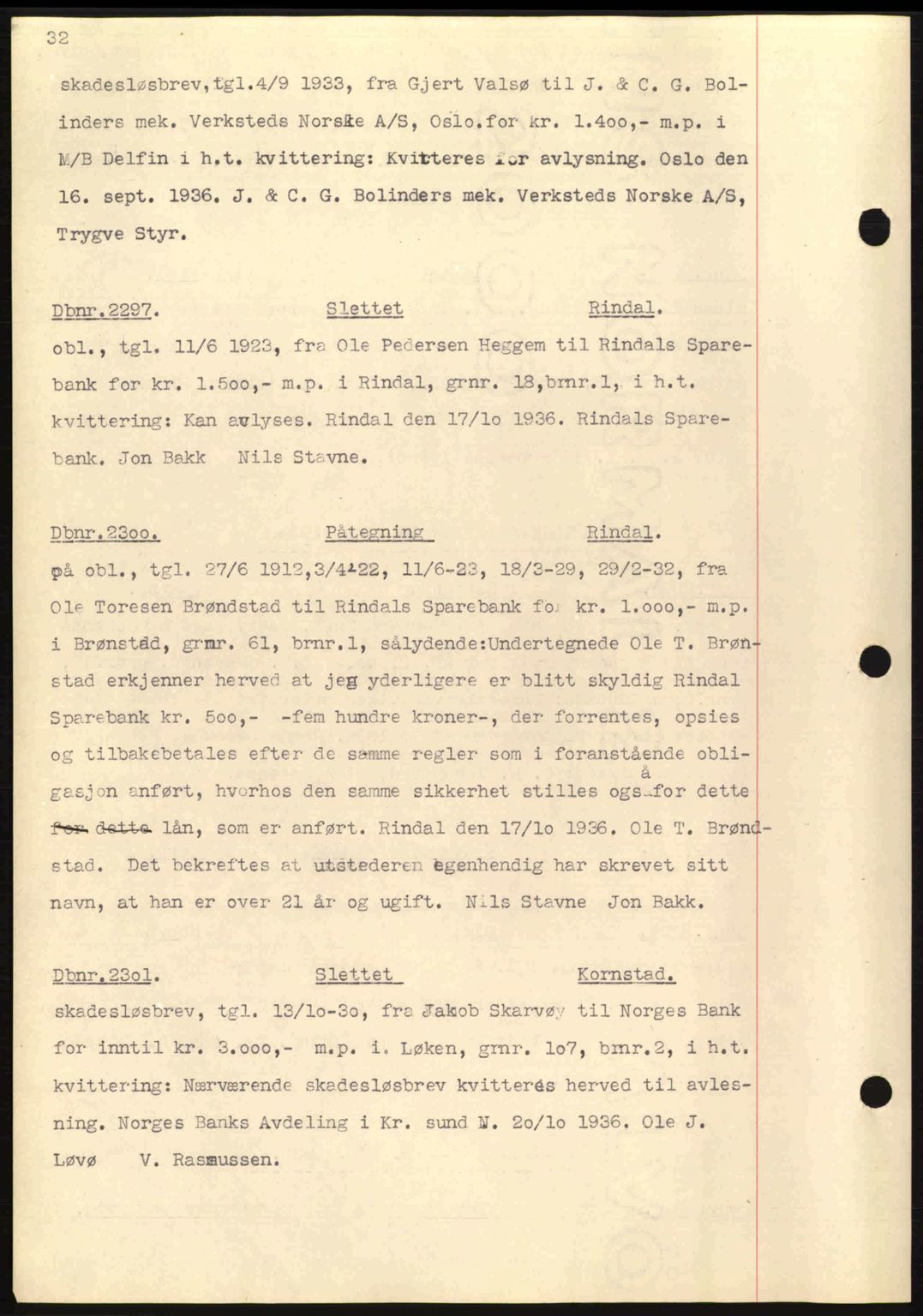 Nordmøre sorenskriveri, SAT/A-4132/1/2/2Ca: Pantebok nr. C80, 1936-1939, Dagboknr: 2297/1936