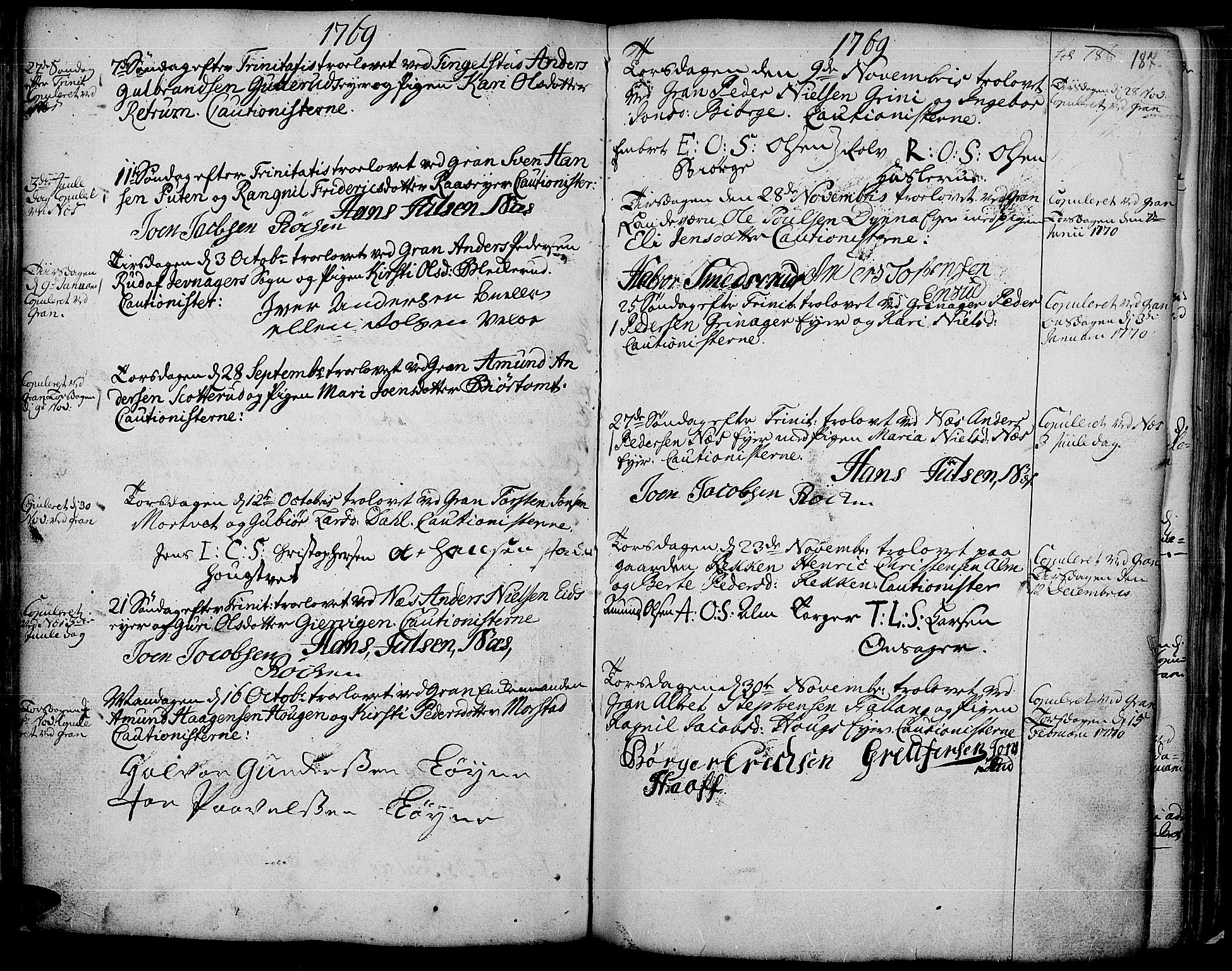Gran prestekontor, AV/SAH-PREST-112/H/Ha/Haa/L0004: Ministerialbok nr. 4, 1759-1775, s. 187