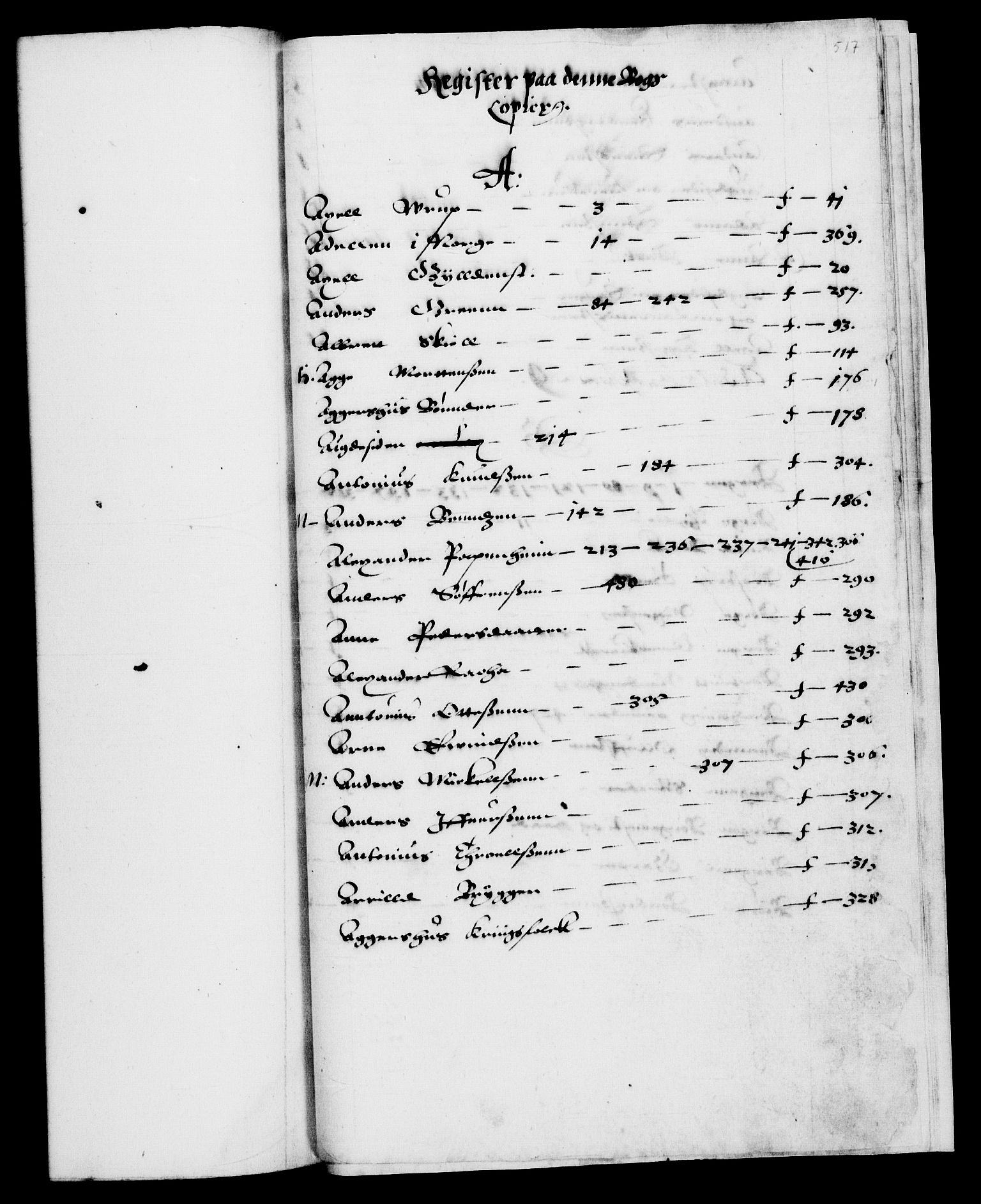 Danske Kanselli 1572-1799, RA/EA-3023/F/Fc/Fca/Fcaa/L0003: Norske registre (mikrofilm), 1596-1616, s. 517a