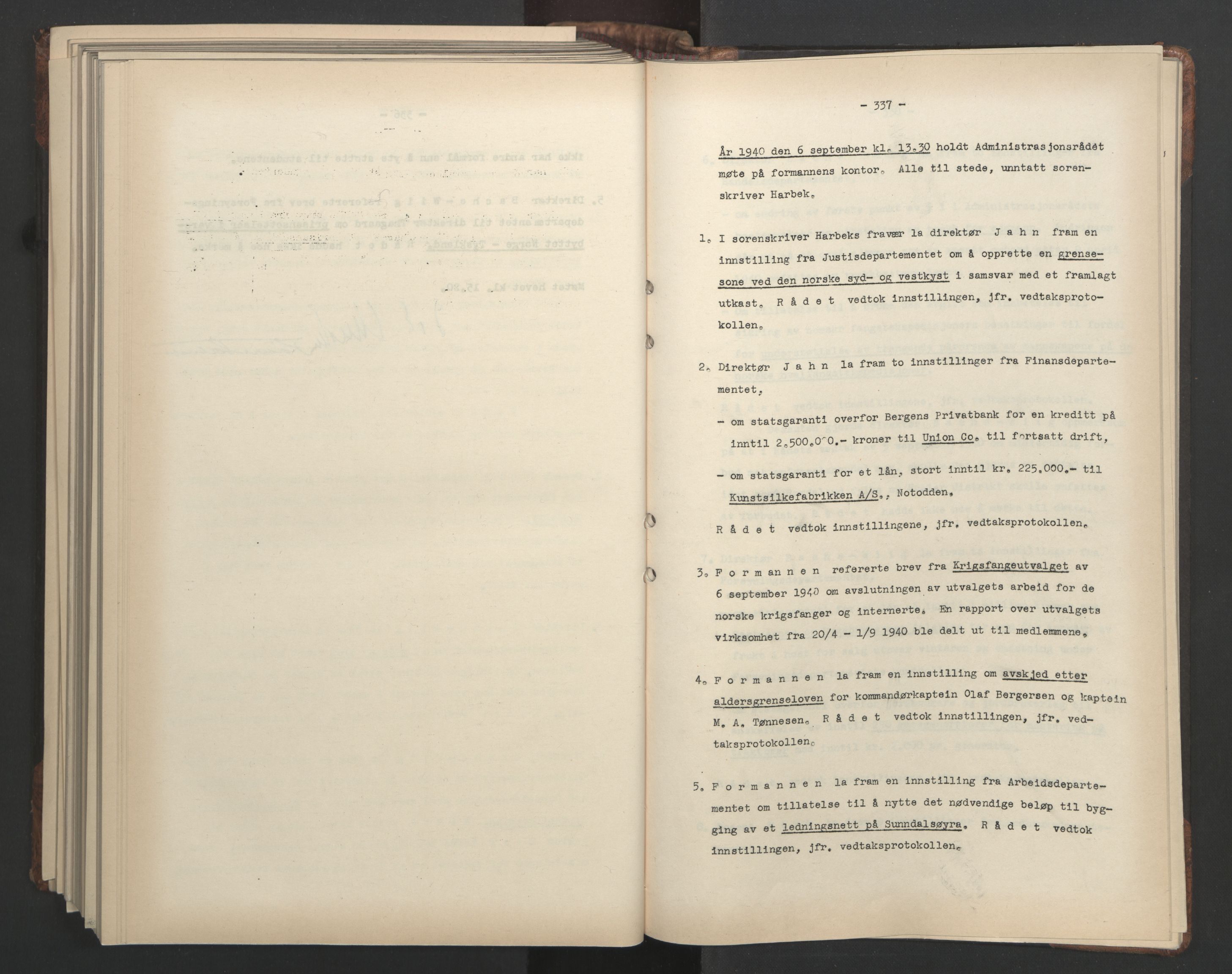 Administrasjonsrådet, AV/RA-S-1004/A/L0001: Møteprotokoll med tillegg 15/4-25/9, 1940, s. 337
