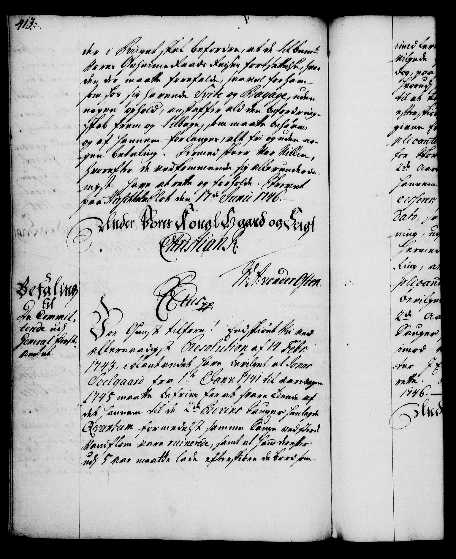 Rentekammeret, Kammerkanselliet, RA/EA-3111/G/Gg/Gga/L0005: Norsk ekspedisjonsprotokoll med register (merket RK 53.5), 1741-1749, s. 413