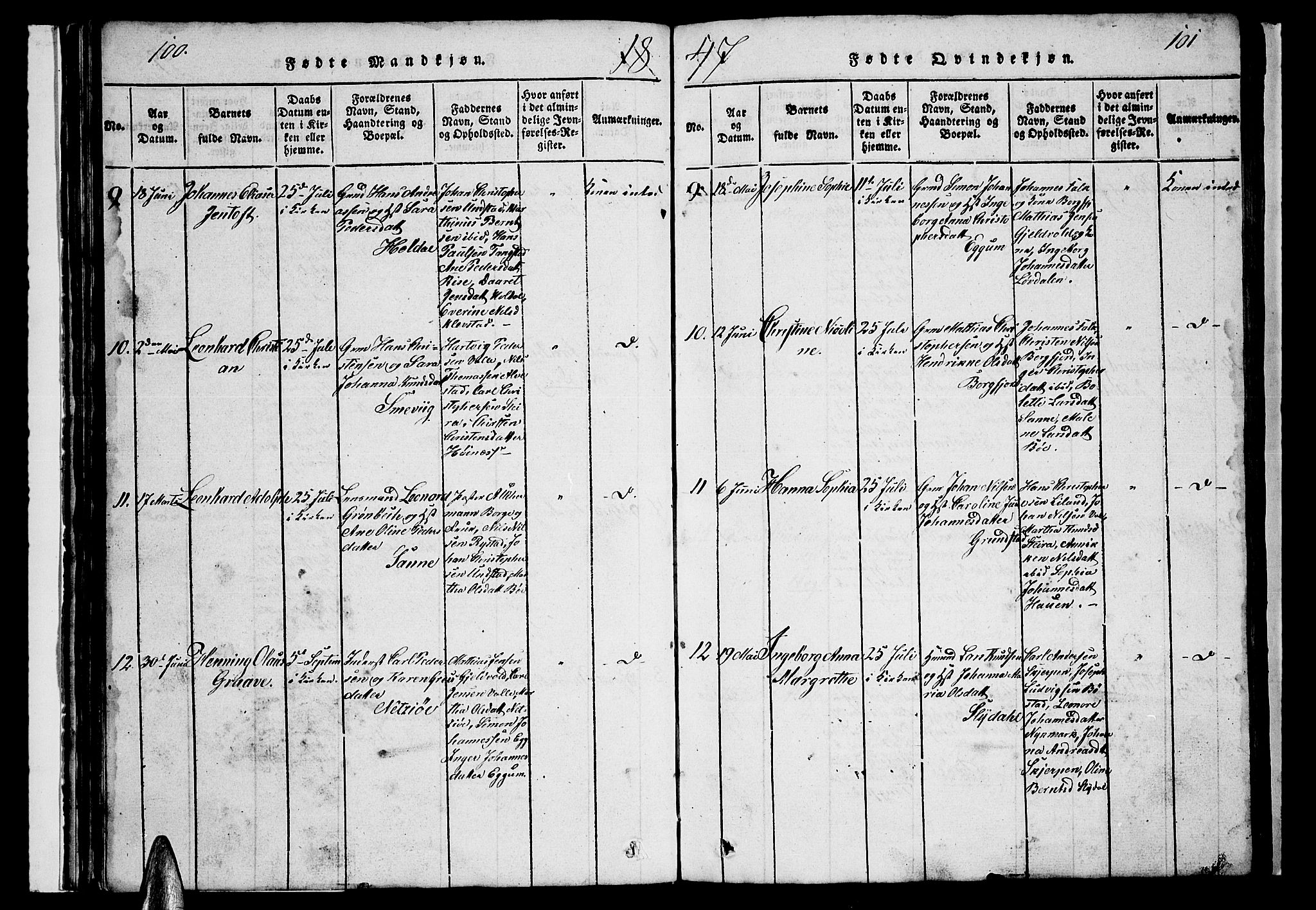 Ministerialprotokoller, klokkerbøker og fødselsregistre - Nordland, AV/SAT-A-1459/880/L1139: Klokkerbok nr. 880C01, 1836-1857, s. 100-101