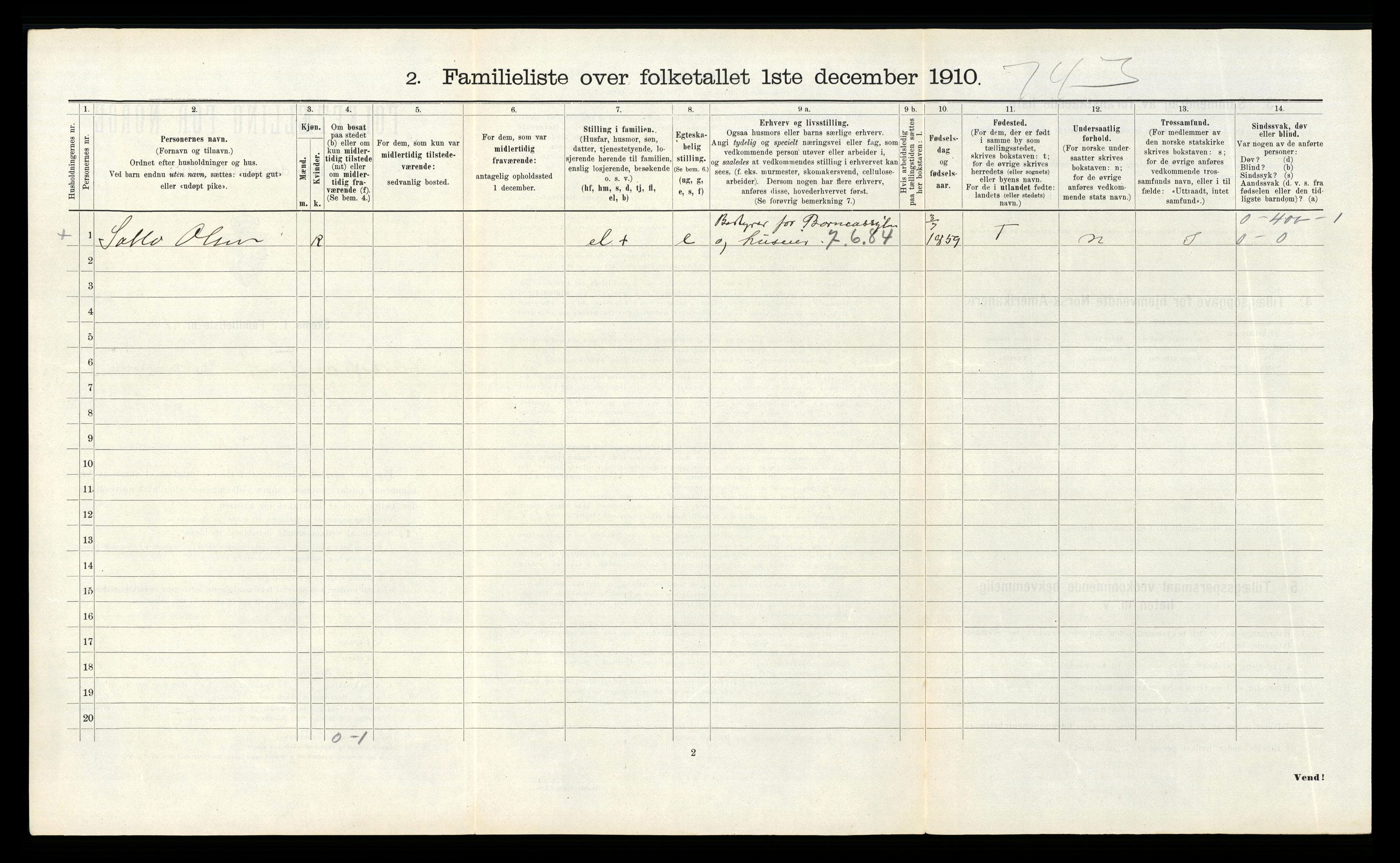 RA, Folketelling 1910 for 1001 Kristiansand kjøpstad, 1910, s. 741