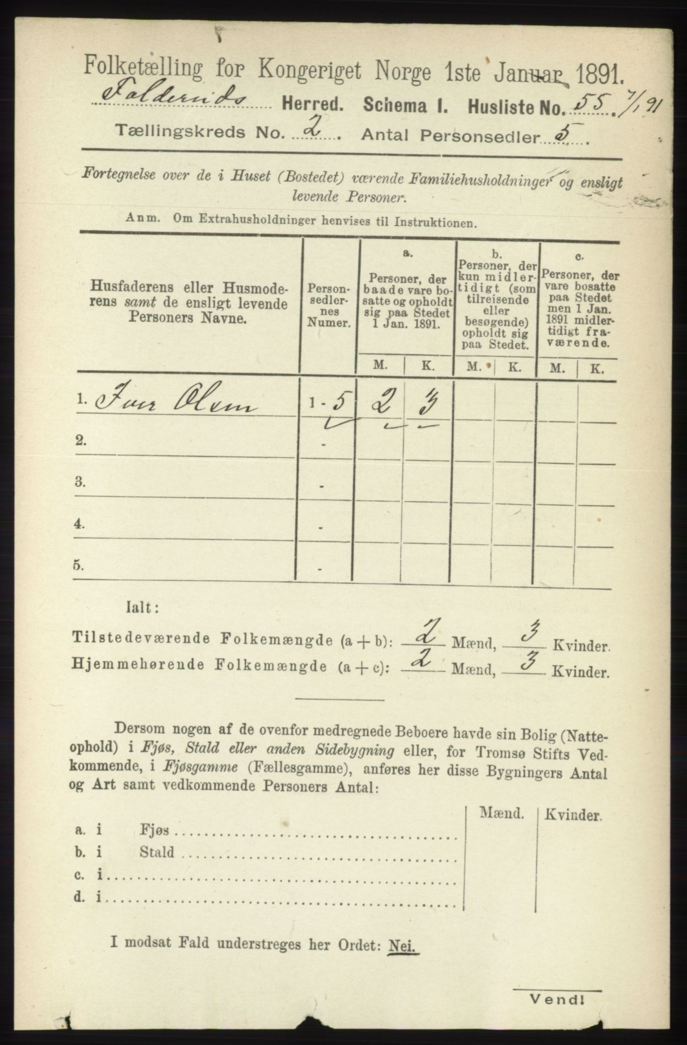 RA, Folketelling 1891 for 1753 Foldereid herred, 1891, s. 848