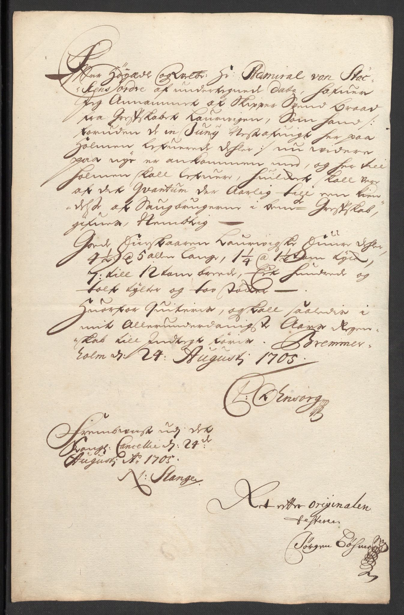 Rentekammeret inntil 1814, Reviderte regnskaper, Fogderegnskap, AV/RA-EA-4092/R33/L1978: Fogderegnskap Larvik grevskap, 1704-1705, s. 440