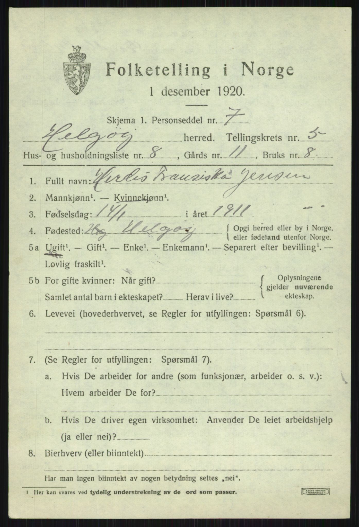 SATØ, Folketelling 1920 for 1935 Helgøy herred, 1920, s. 2045