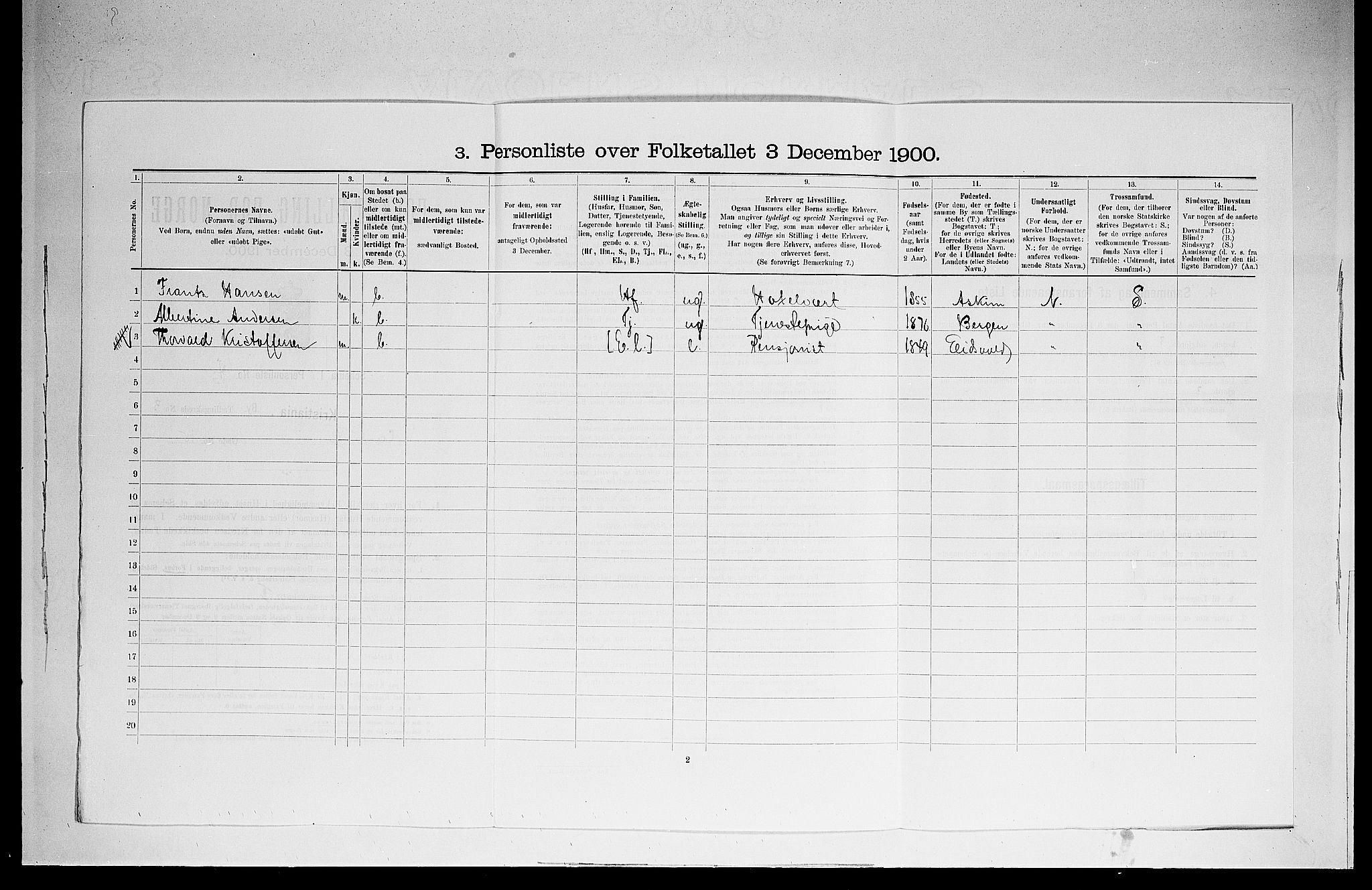 SAO, Folketelling 1900 for 0301 Kristiania kjøpstad, 1900, s. 11024