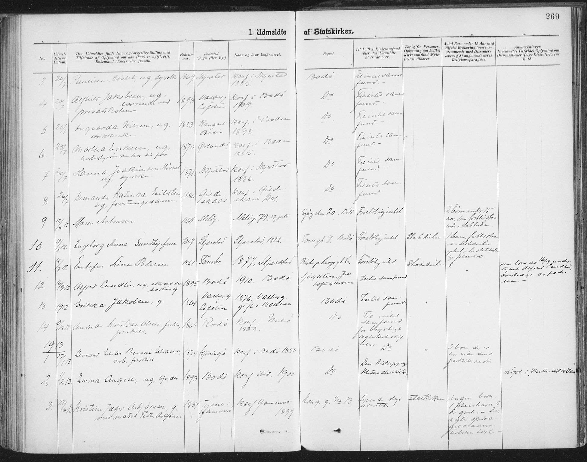 Ministerialprotokoller, klokkerbøker og fødselsregistre - Nordland, AV/SAT-A-1459/801/L0012: Ministerialbok nr. 801A12, 1900-1916, s. 269