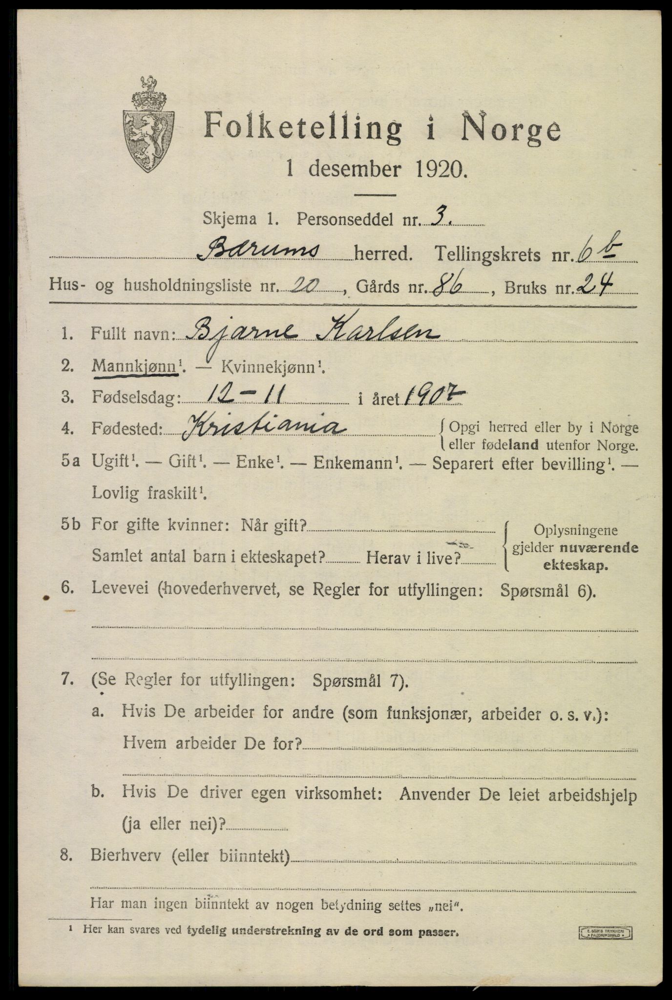 SAO, Folketelling 1920 for 0219 Bærum herred, 1920, s. 14300