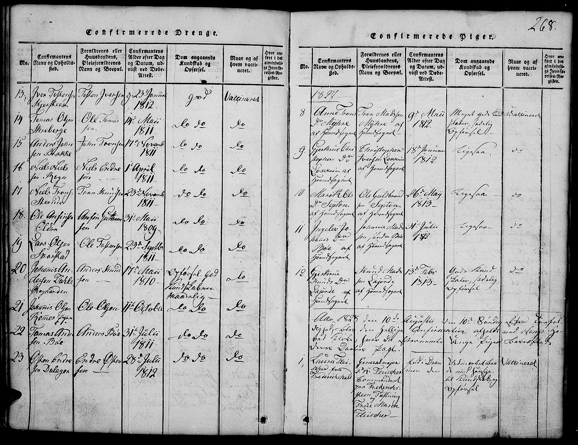 Vang prestekontor, Valdres, AV/SAH-PREST-140/H/Hb/L0002: Klokkerbok nr. 2, 1814-1889, s. 268