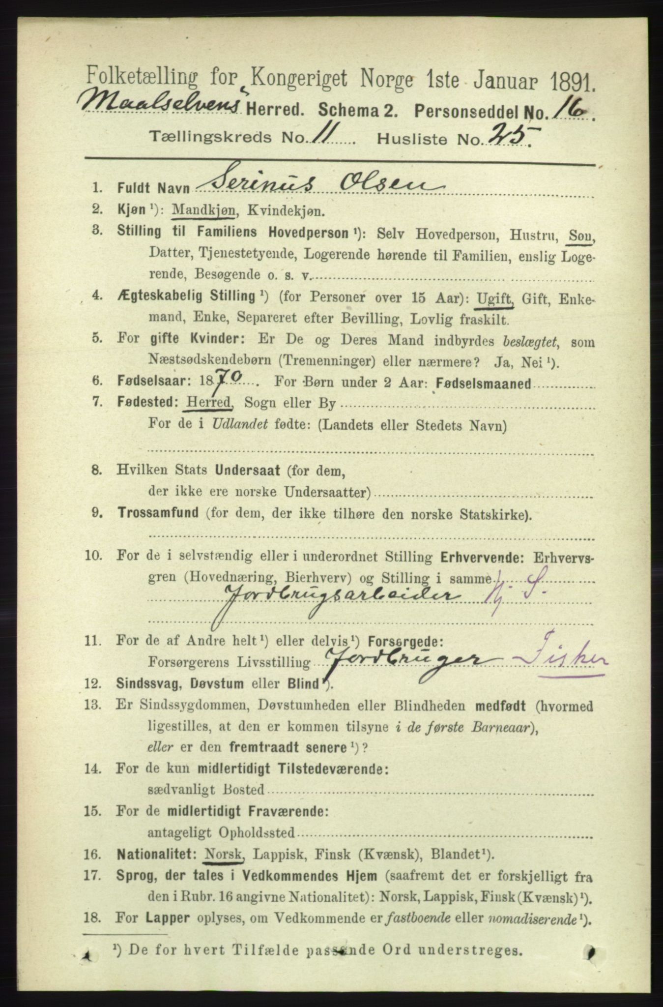RA, Folketelling 1891 for 1924 Målselv herred, 1891, s. 3444