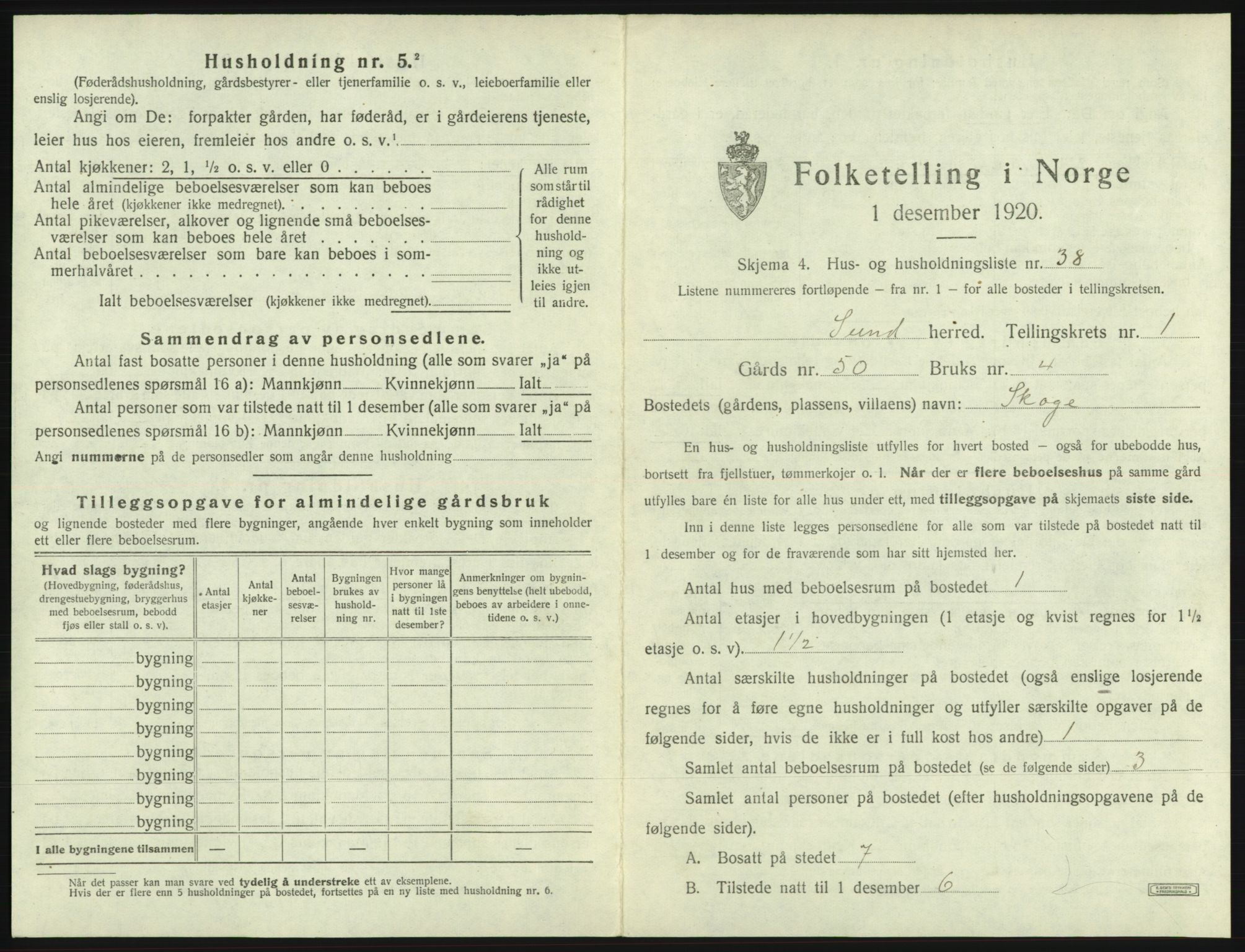 SAB, Folketelling 1920 for 1245 Sund herred, 1920, s. 112