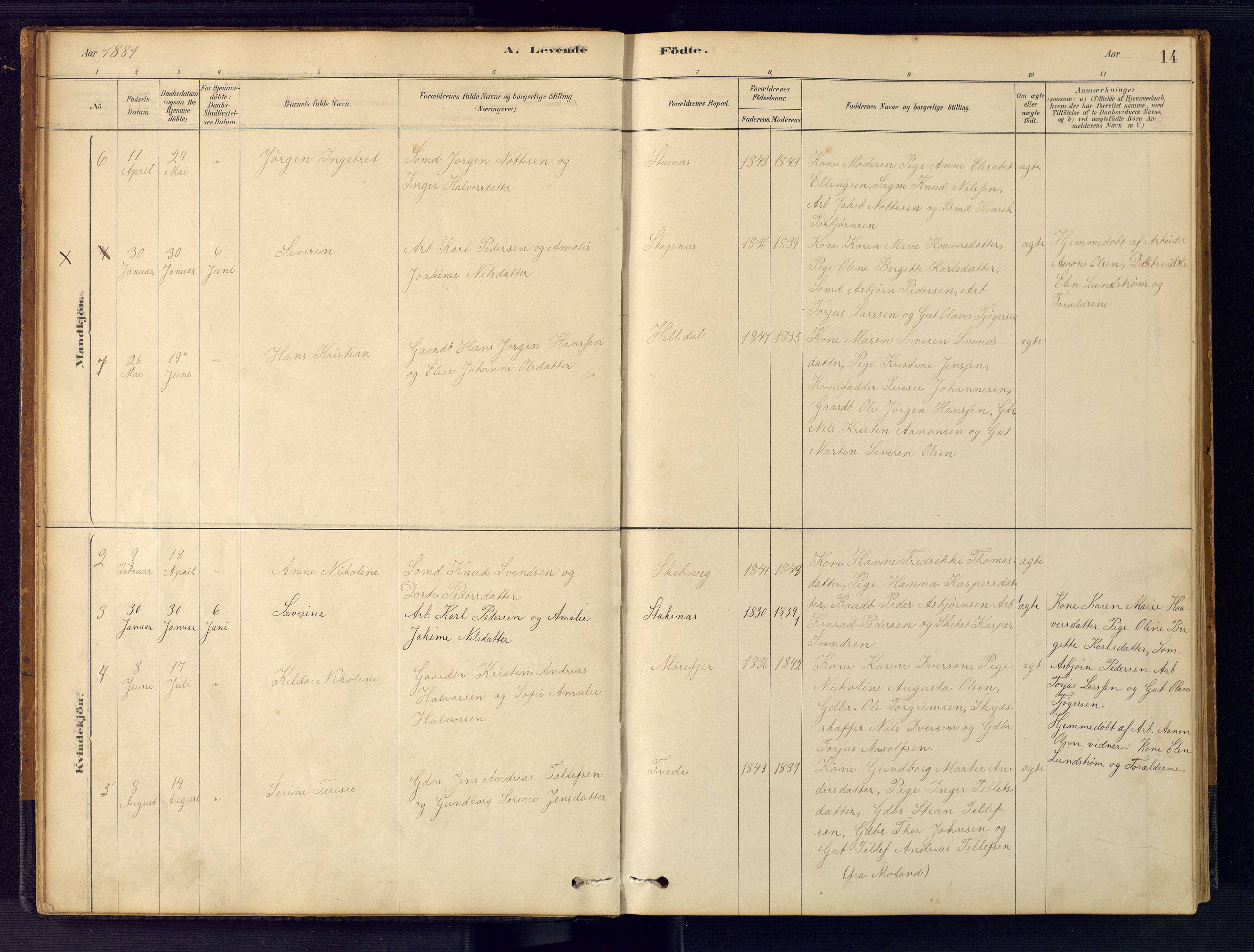 Austre Moland sokneprestkontor, SAK/1111-0001/F/Fb/Fbb/L0001: Klokkerbok nr. B 1, 1878-1904, s. 14