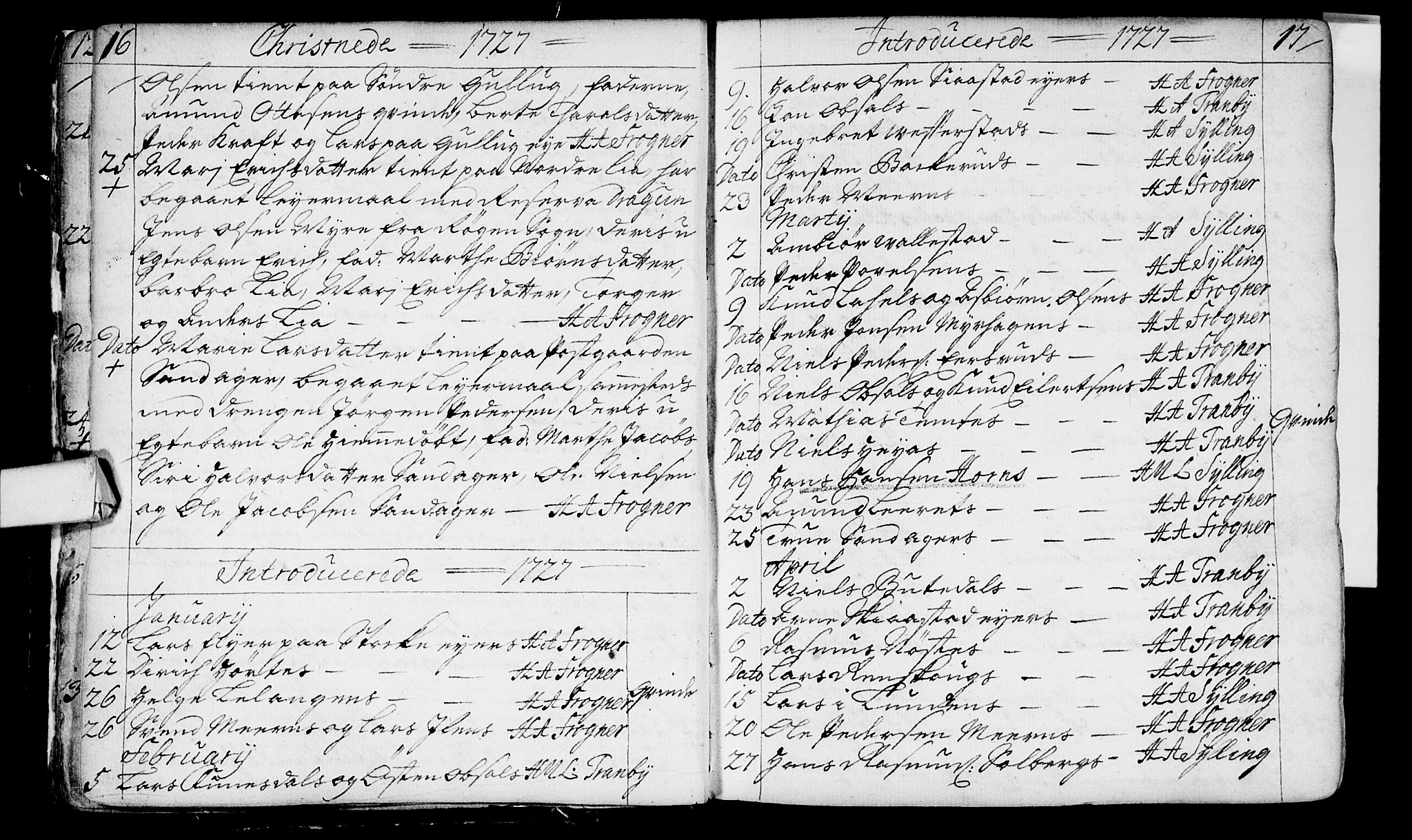 Lier kirkebøker, AV/SAKO-A-230/F/Fa/L0003: Ministerialbok nr. I 3, 1727-1748, s. 16-17