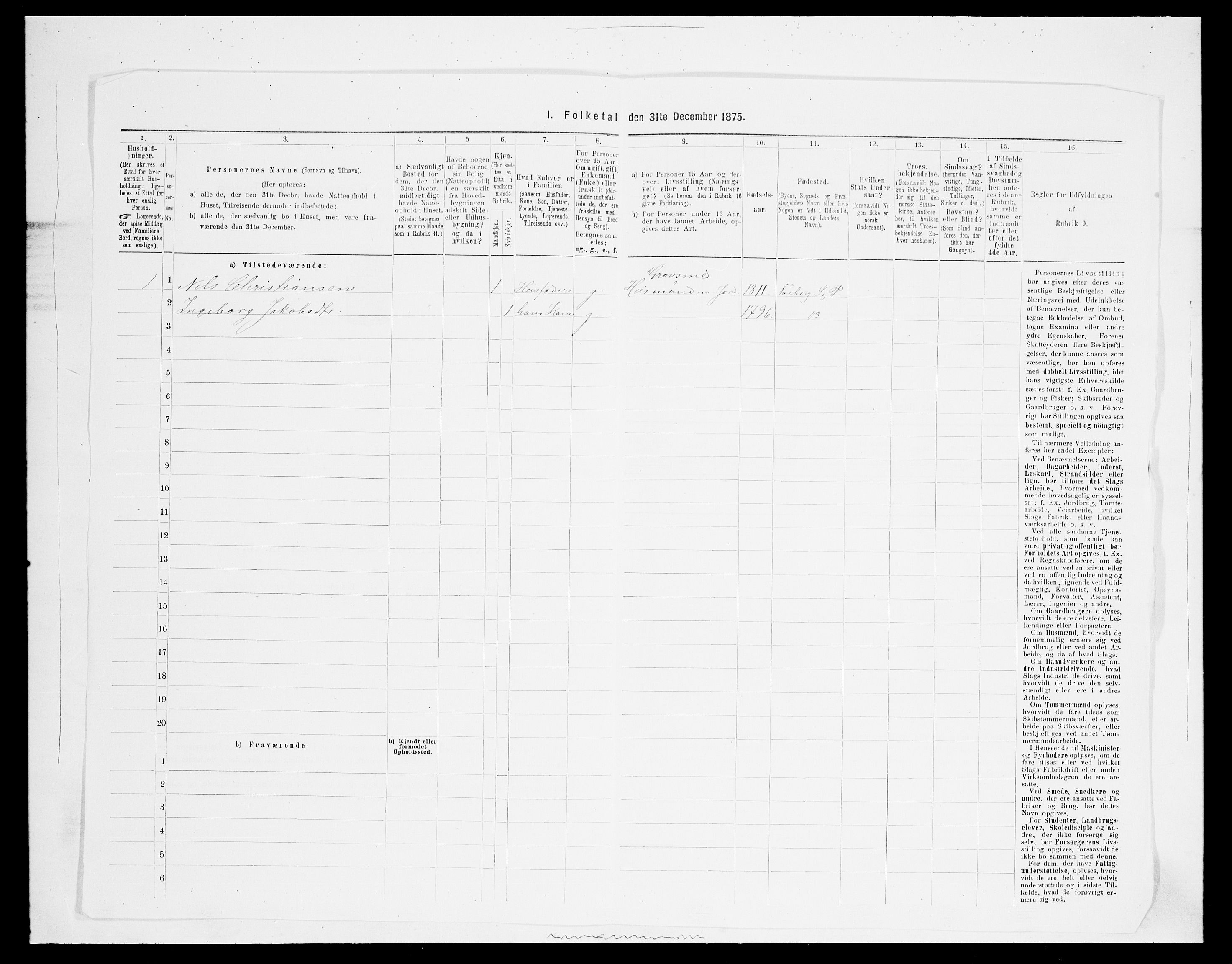 SAH, Folketelling 1875 for 0524L Fåberg prestegjeld, Fåberg sokn og Lillehammer landsokn, 1875, s. 1449