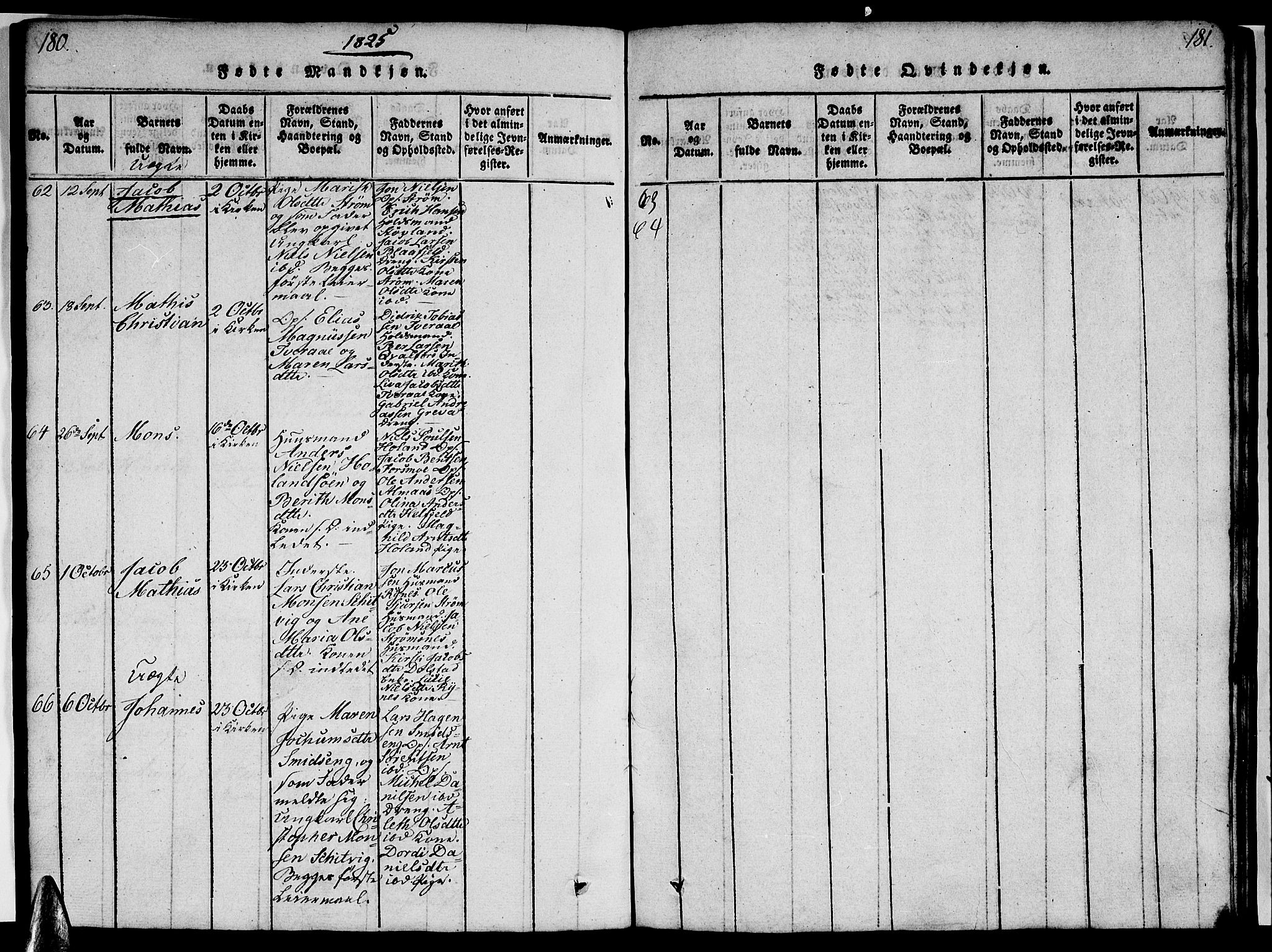 Ministerialprotokoller, klokkerbøker og fødselsregistre - Nordland, AV/SAT-A-1459/820/L0299: Klokkerbok nr. 820C01, 1820-1825, s. 180-181