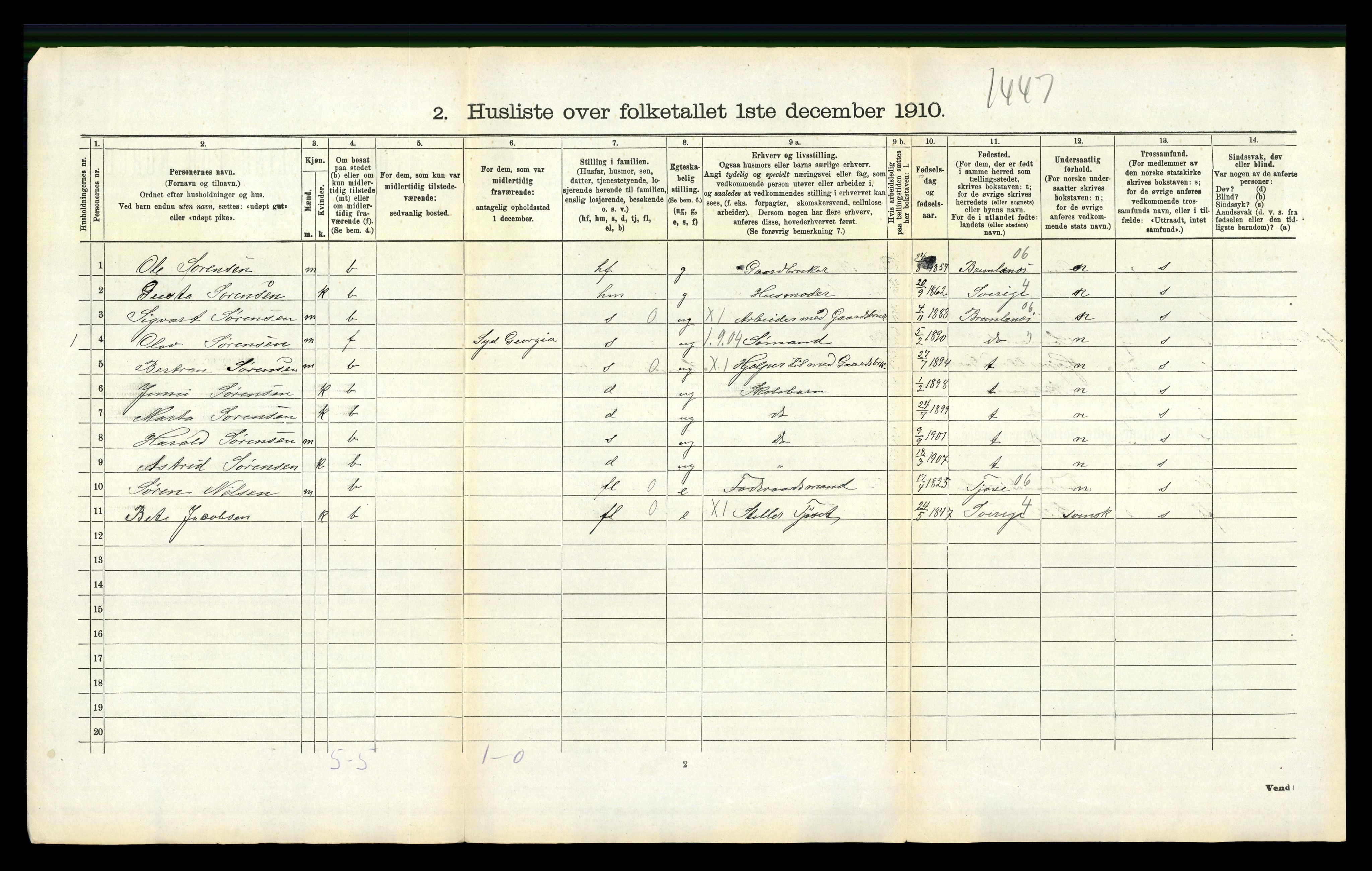 RA, Folketelling 1910 for 0727 Hedrum herred, 1910, s. 525