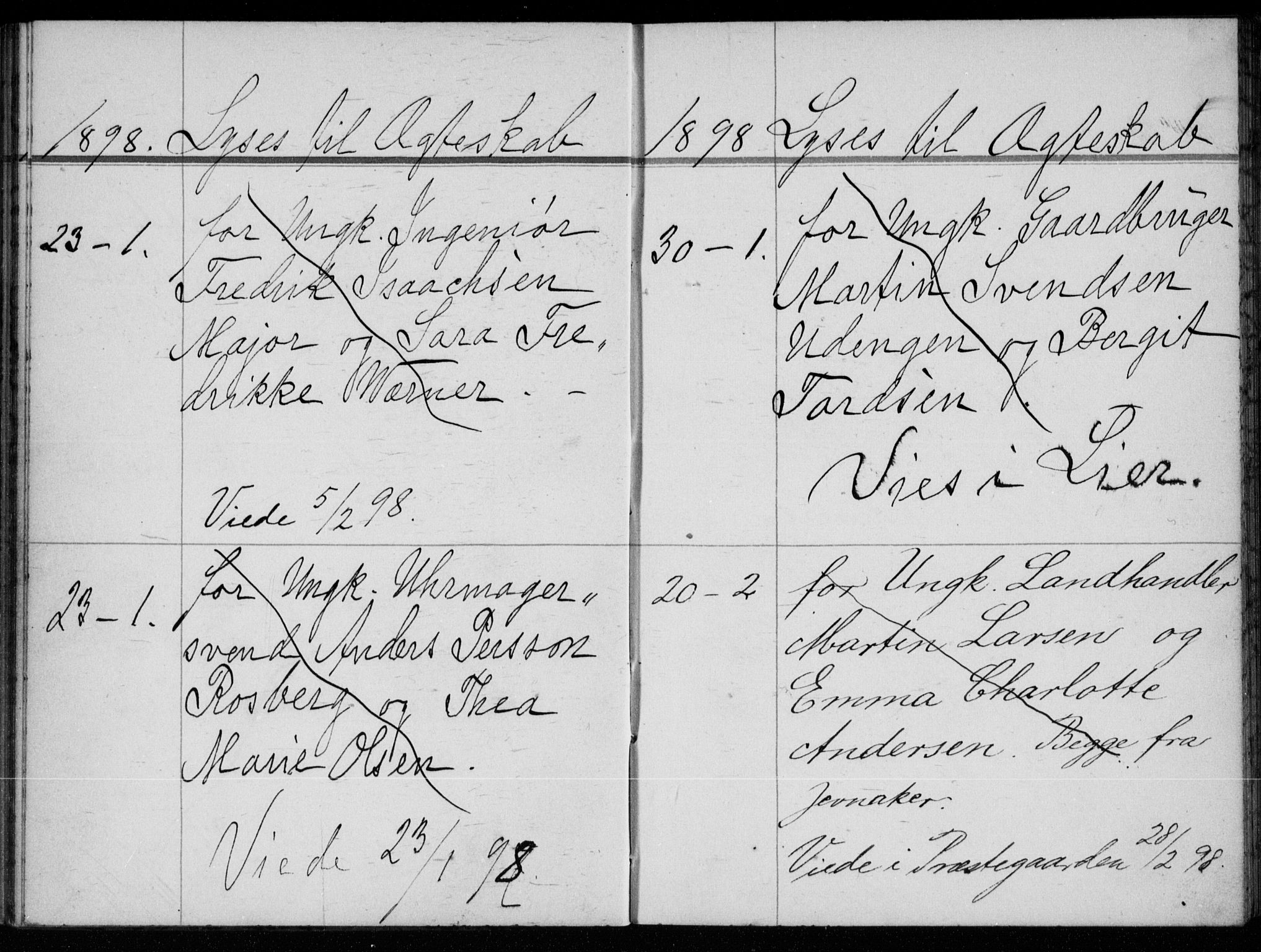 Strømsø kirkebøker, SAKO/A-246/H/Ha/L0009: Lysningsprotokoll nr. 9, 1896-1901