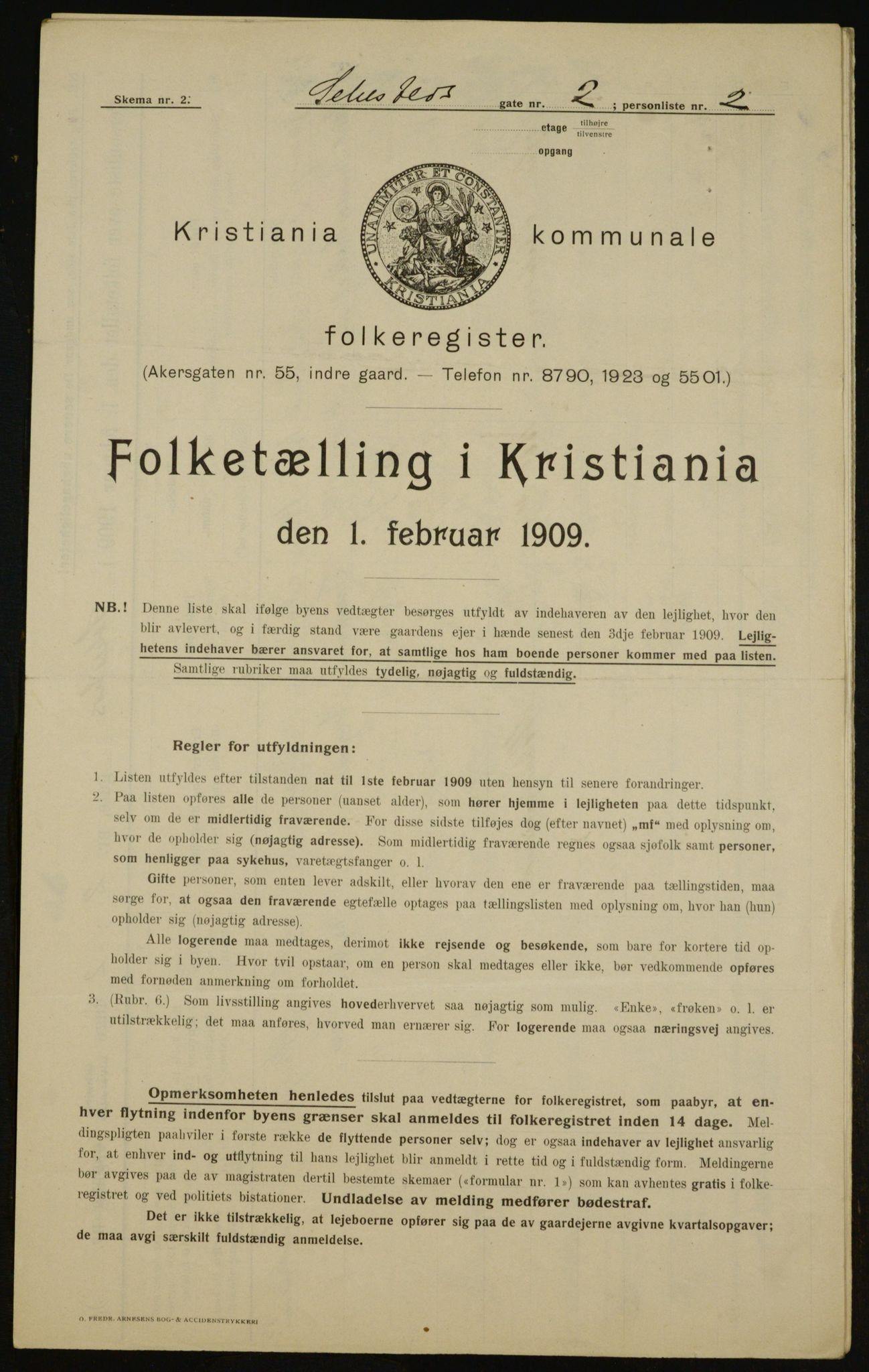 OBA, Kommunal folketelling 1.2.1909 for Kristiania kjøpstad, 1909, s. 85125