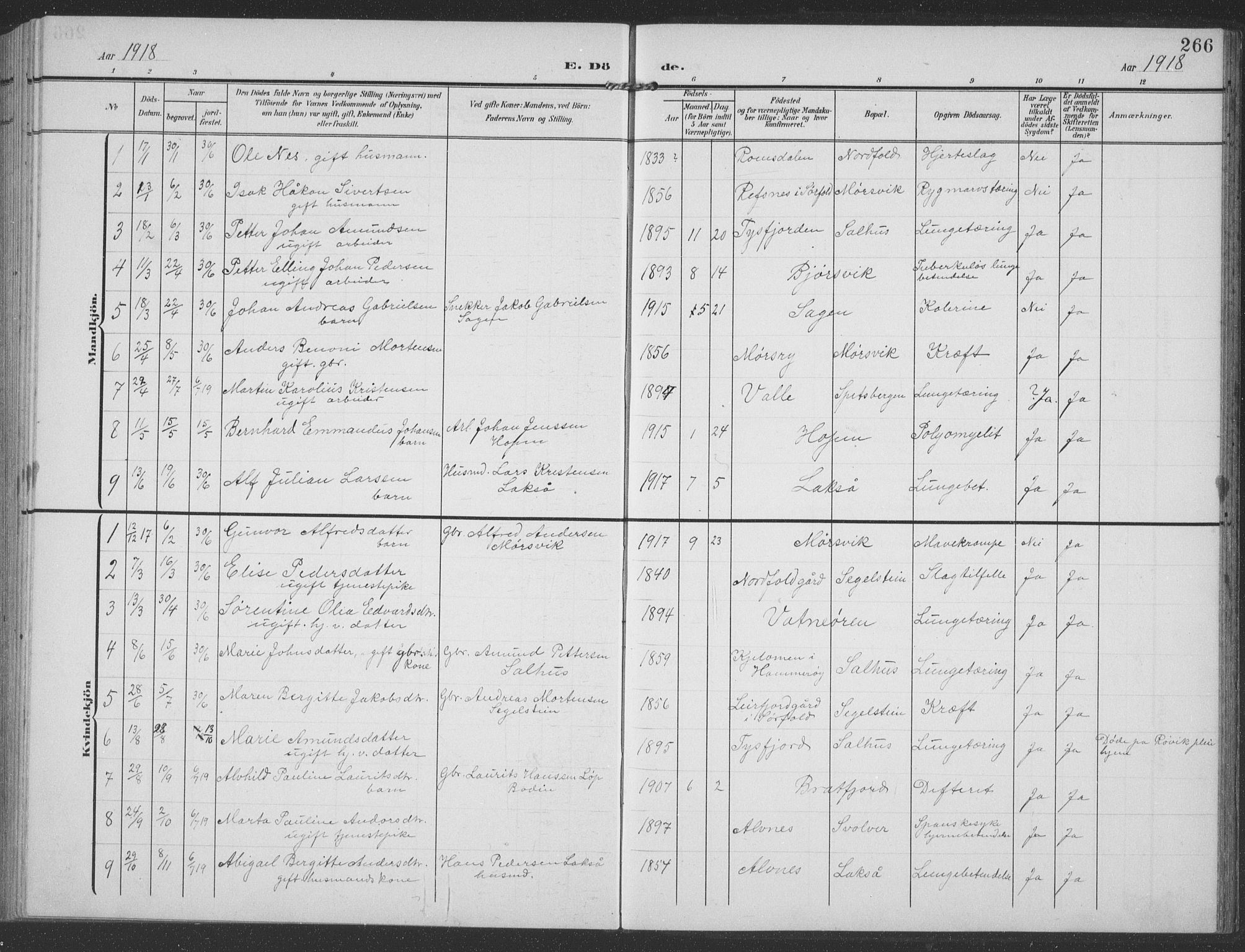 Ministerialprotokoller, klokkerbøker og fødselsregistre - Nordland, AV/SAT-A-1459/858/L0835: Klokkerbok nr. 858C02, 1904-1940, s. 266