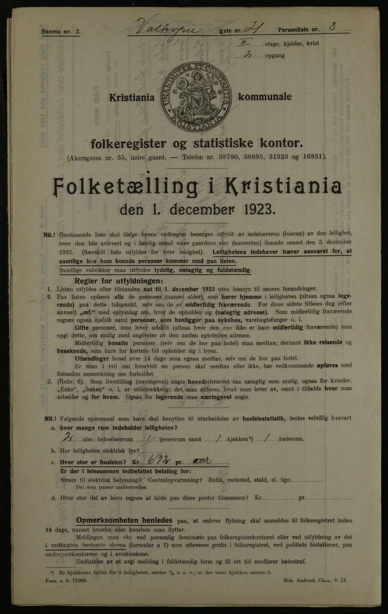 OBA, Kommunal folketelling 1.12.1923 for Kristiania, 1923, s. 134649