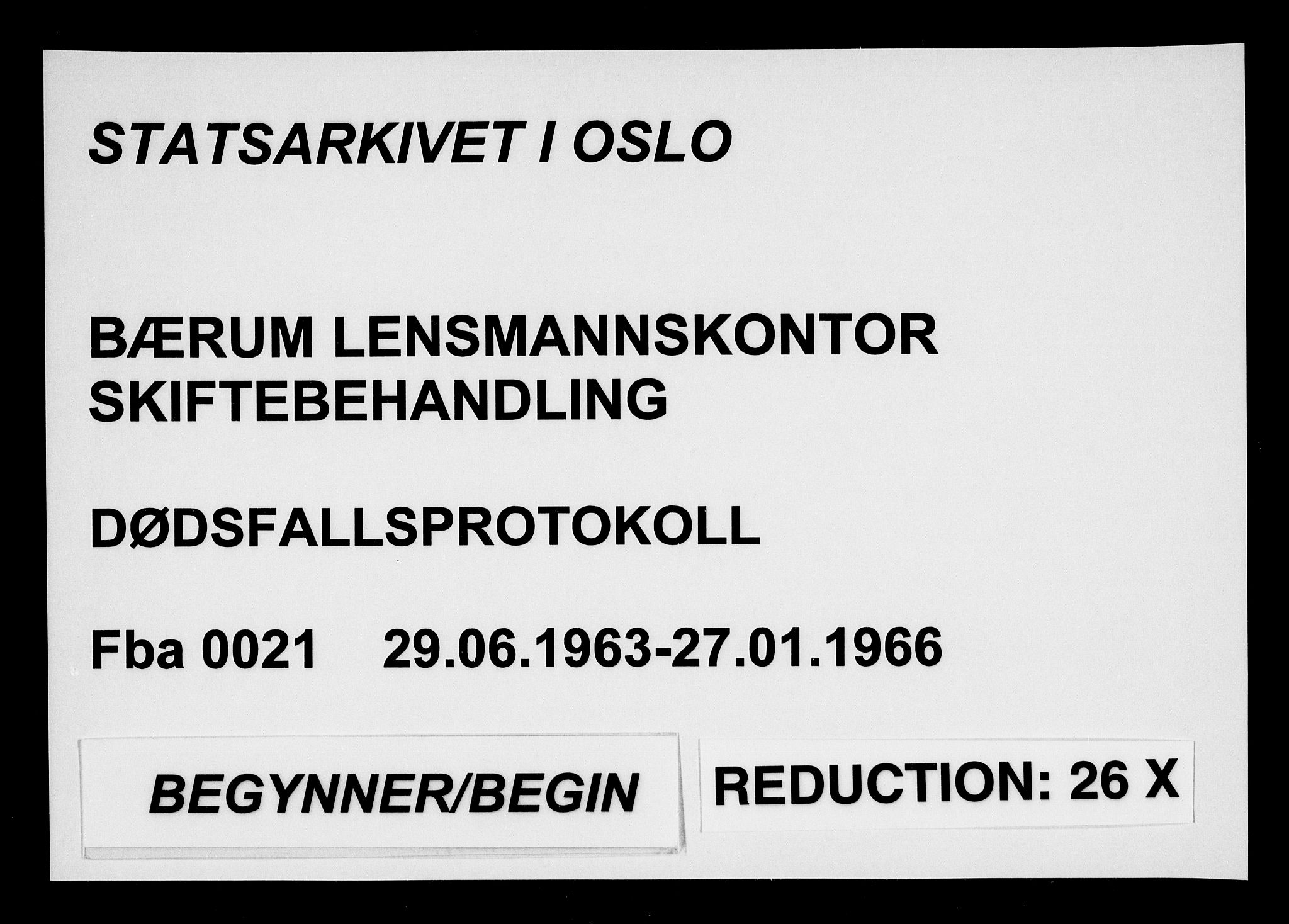 Bærum lensmannskontor, SAO/A-10277/H/Ha/Haa/L0021: Dødsanmeldelsesprotokoll, 1963-1966